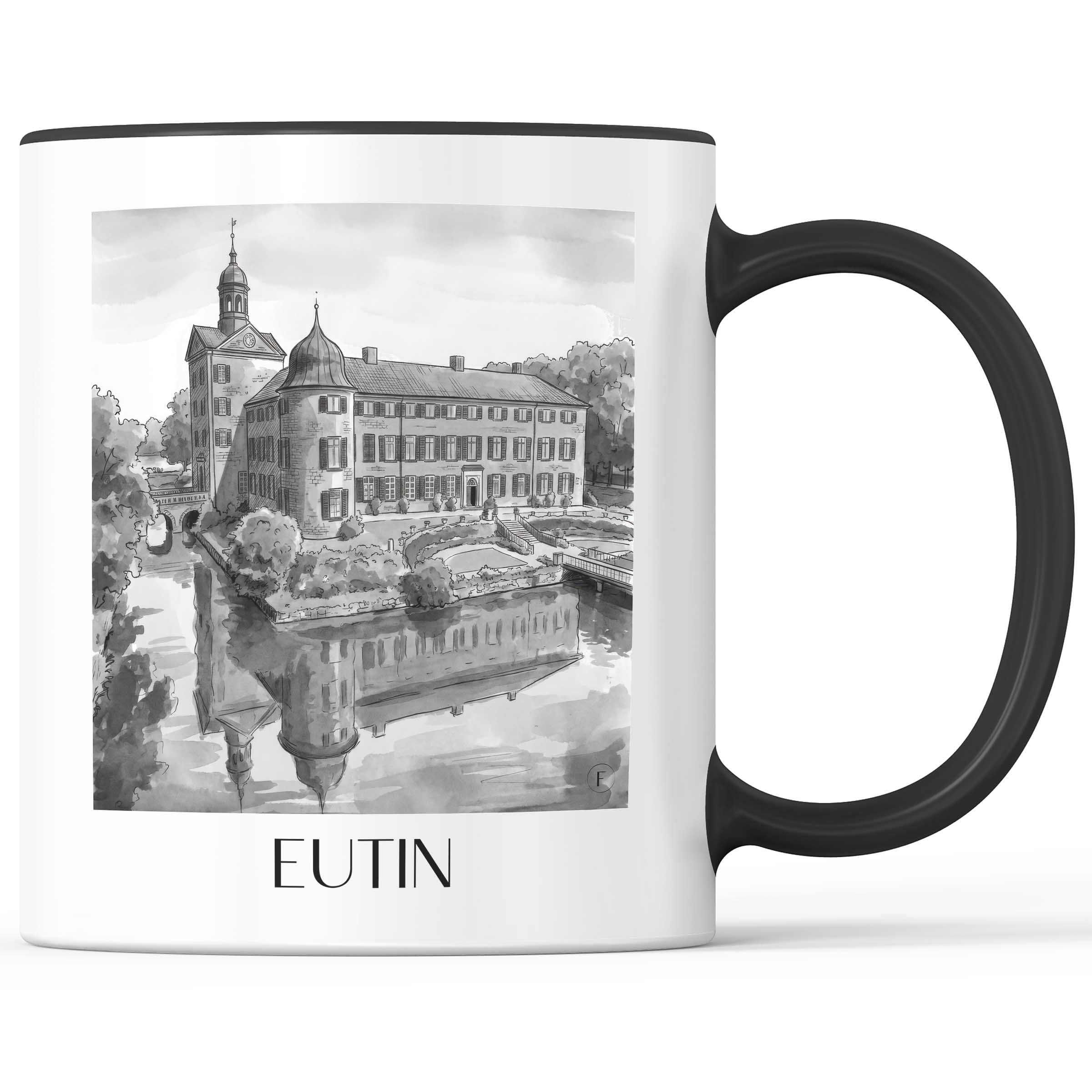 eutin-schleswig-holstein-deutschland-kaffeebecher-aquarell-schwarz-weiss
