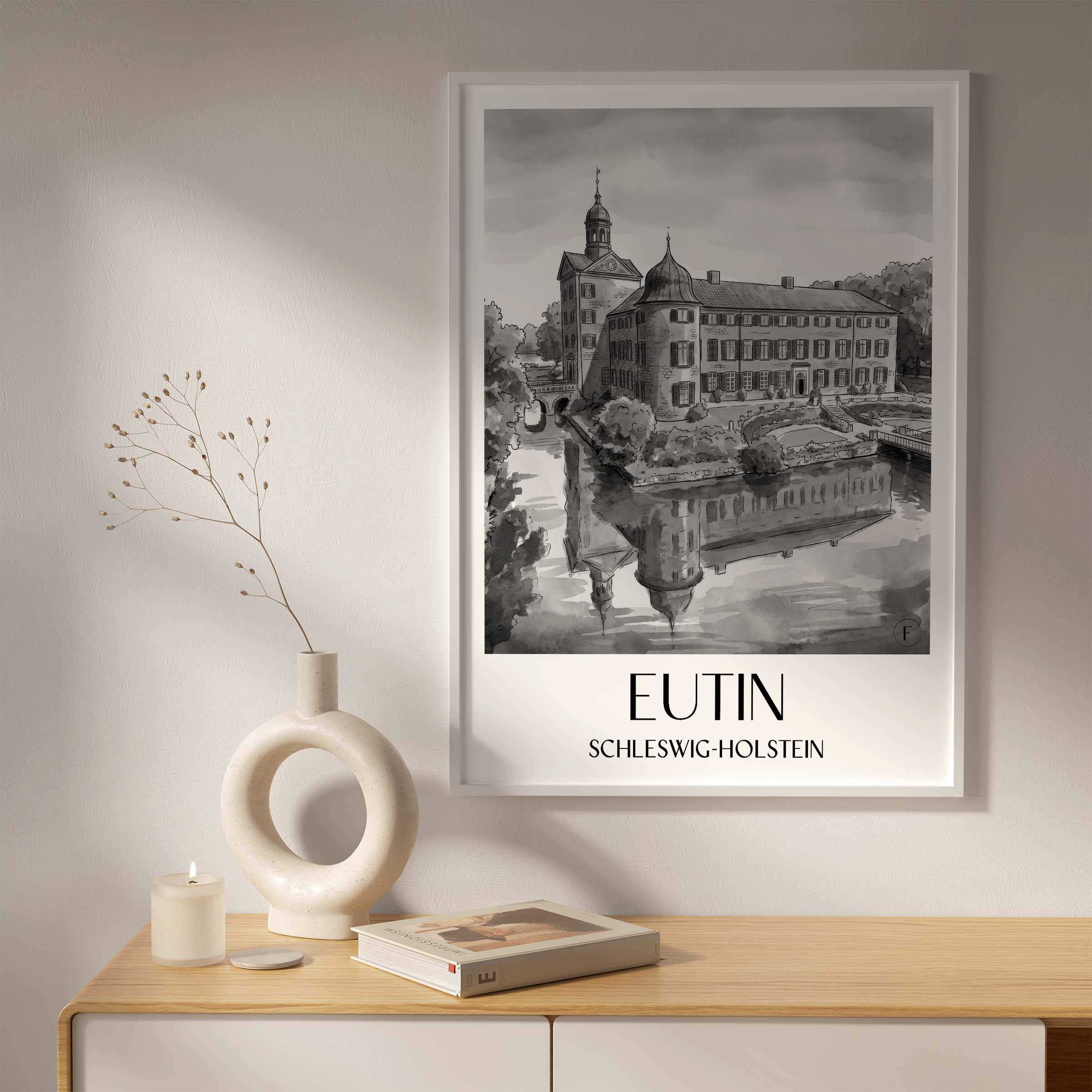 eutin-schleswig-holstein-deutschland-poster-aquarell-schwarz-weiss
