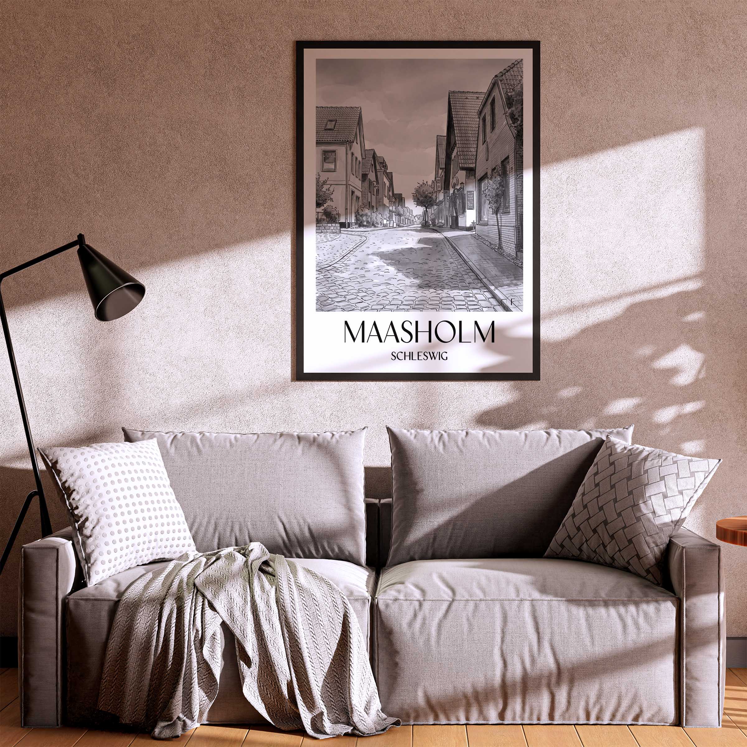 maasholm-schleswig-deutschland-poster-aquarell-schwarz-weiss