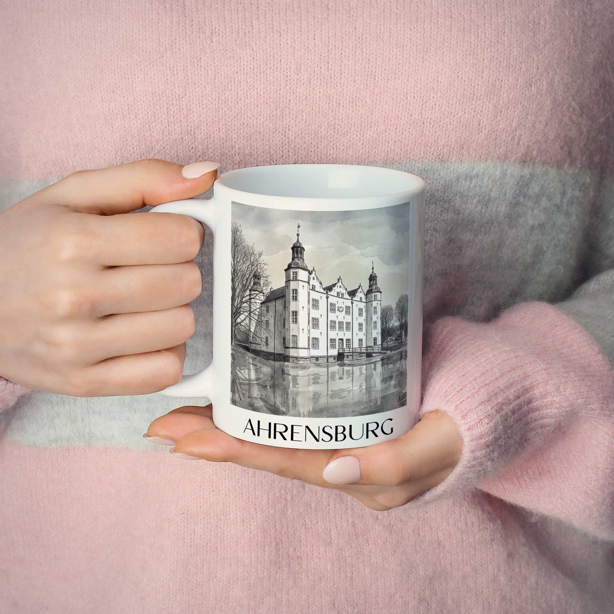 ahrensburg-schleswig-holstein-deutschland-kaffeebecher-aquarell-schwarz-weiss