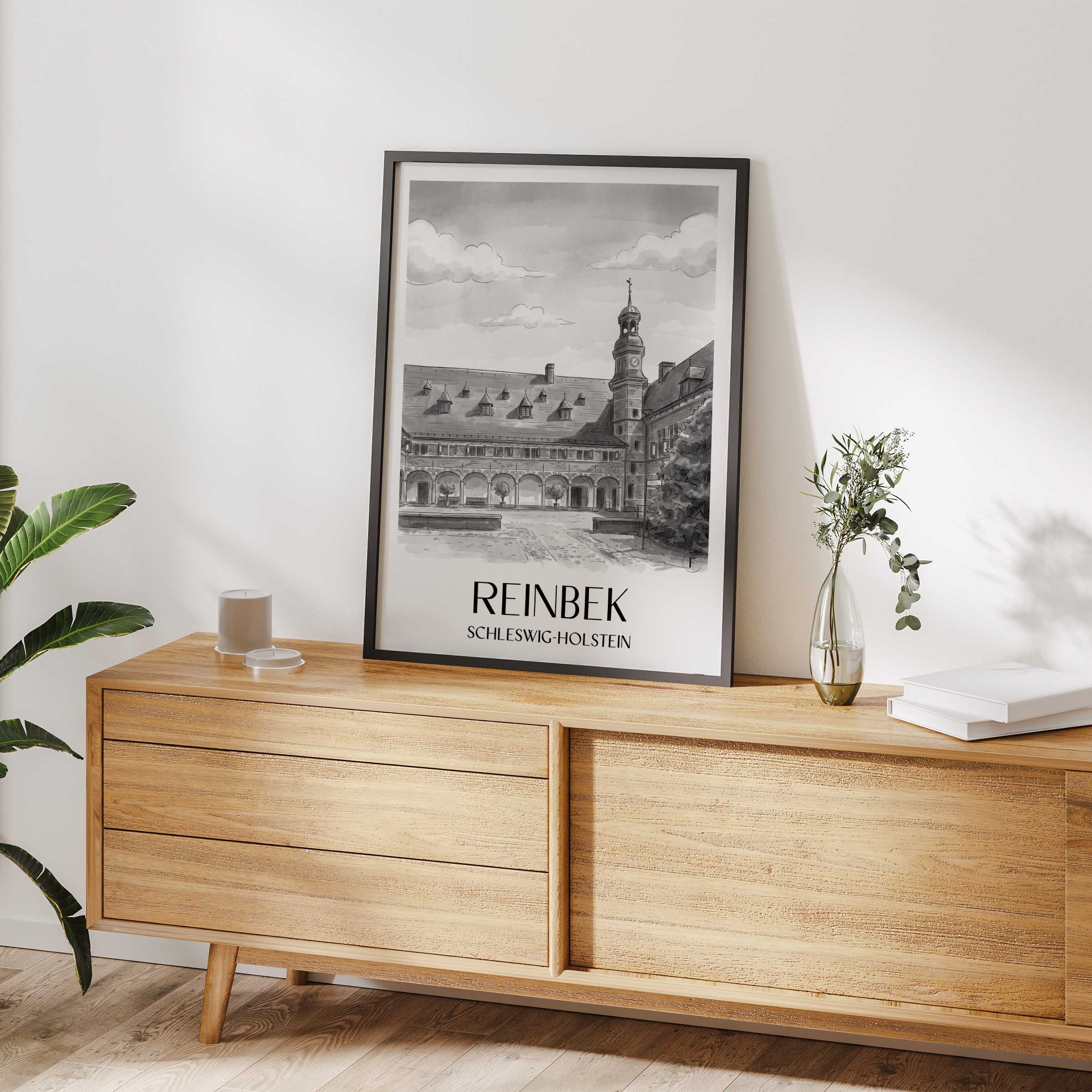 reinbek-schleswig-holstein-deutschland-poster-aquarell-schwarz-weiss