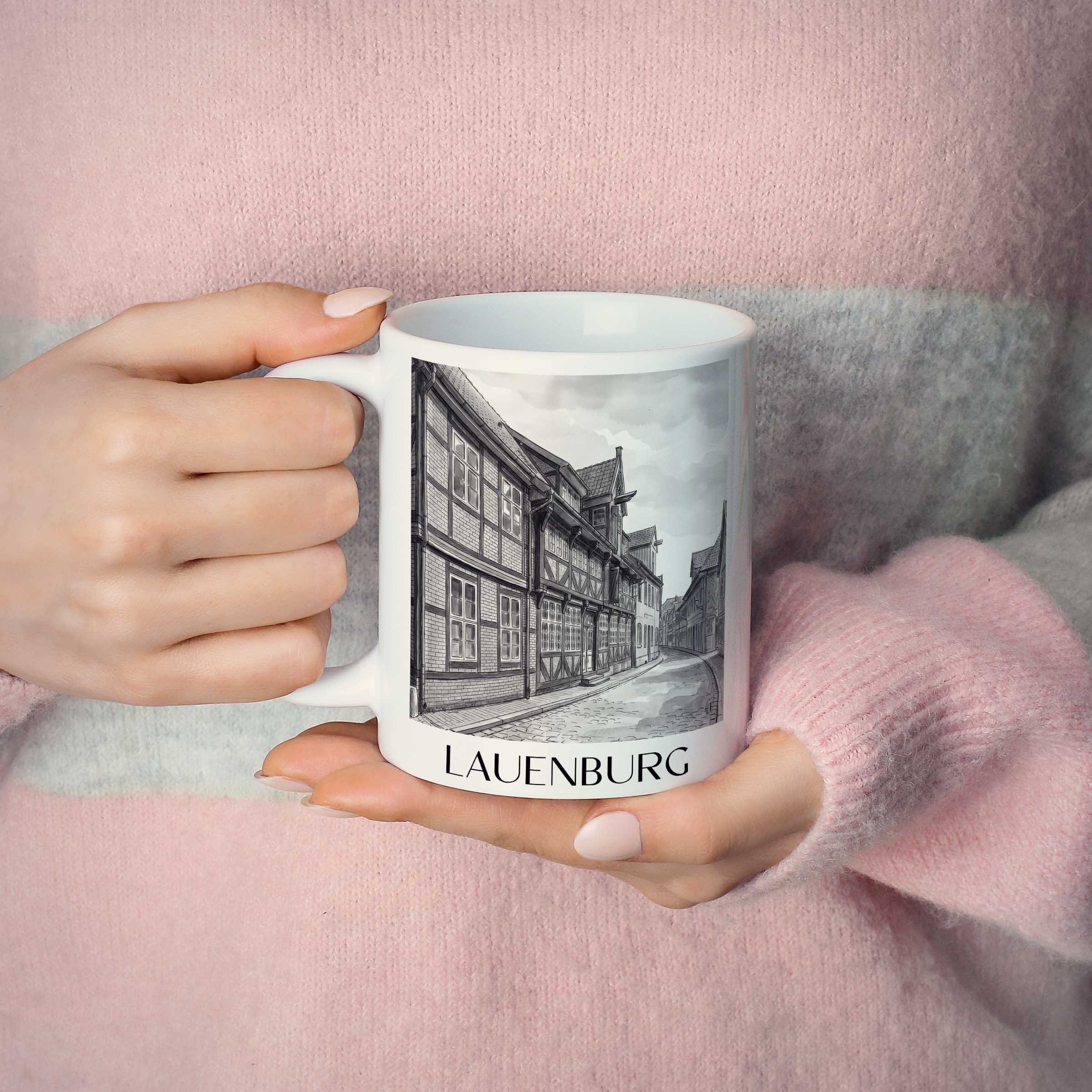 lauenburg-schleswig-holstein-deutschland-kaffeebecher-aquarell-schwarz-weiss