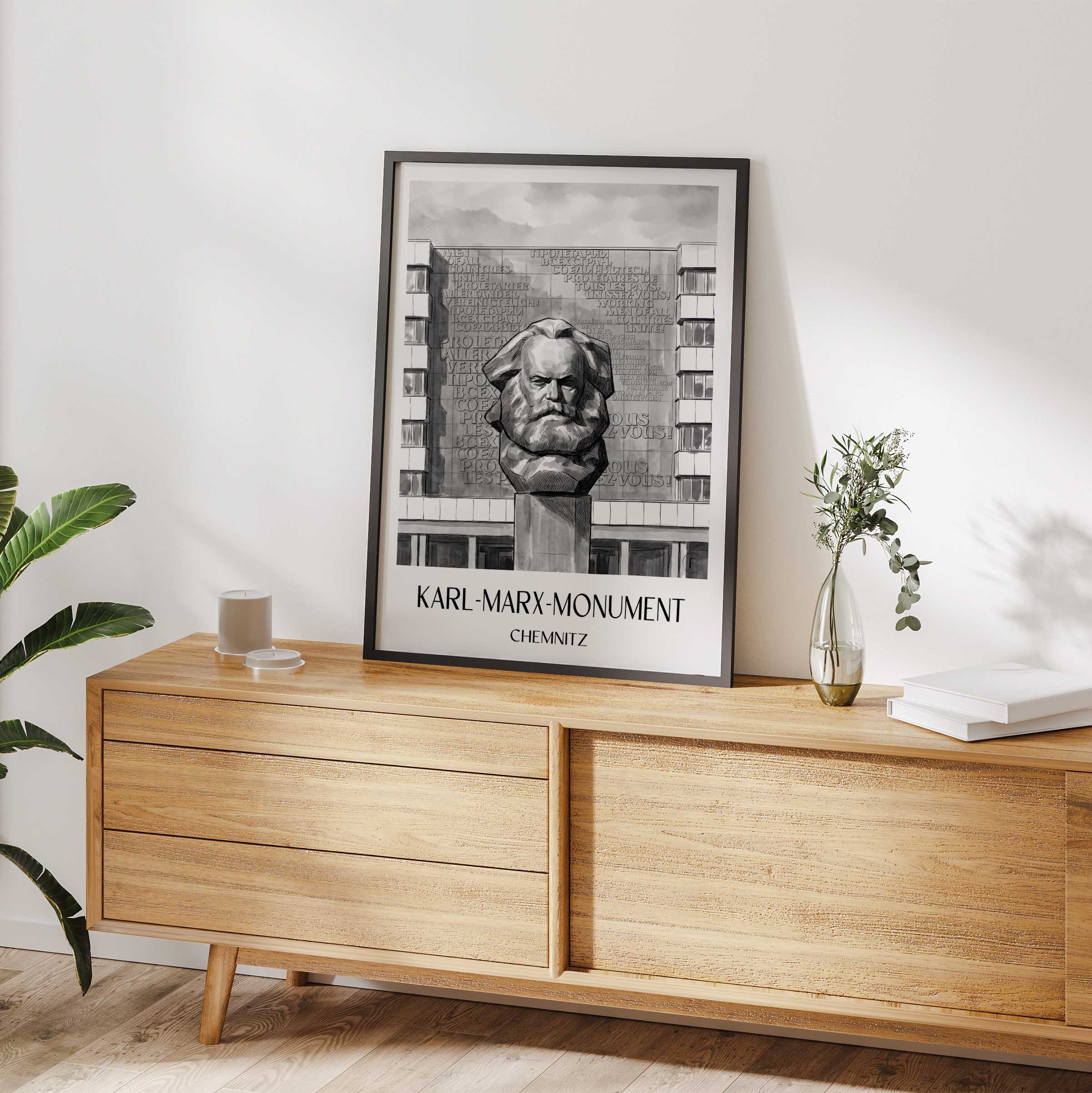 karl-marx-monument-chemnitz-deutschland-poster-aquarell-schwarz-weiss