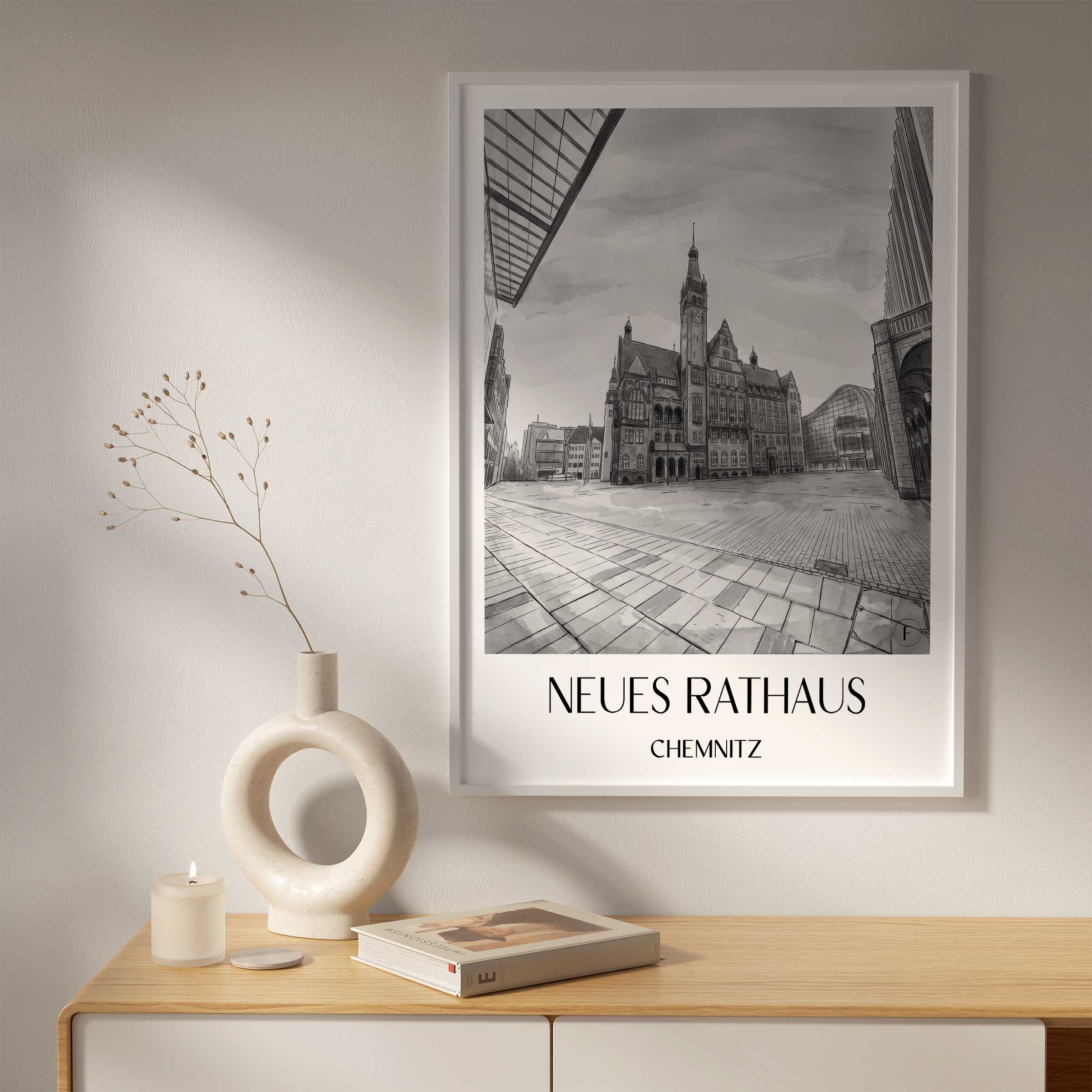 neues-rathaus-chemnitz-deutschland-poster-aquarell-schwarz-weiss