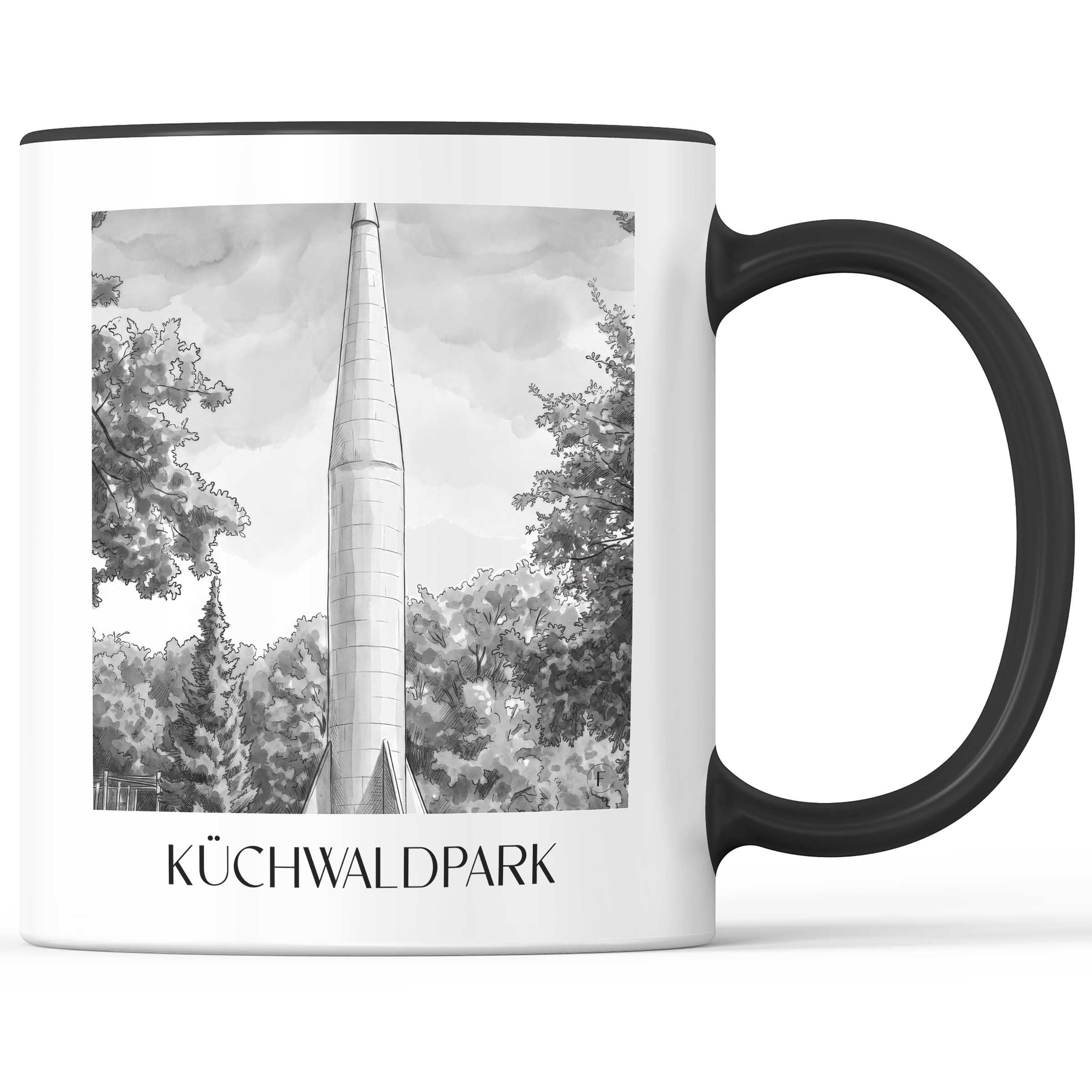 küchwaldpark-chemnitz-deutschland-kaffeebecher-aquarell-schwarz-weiss