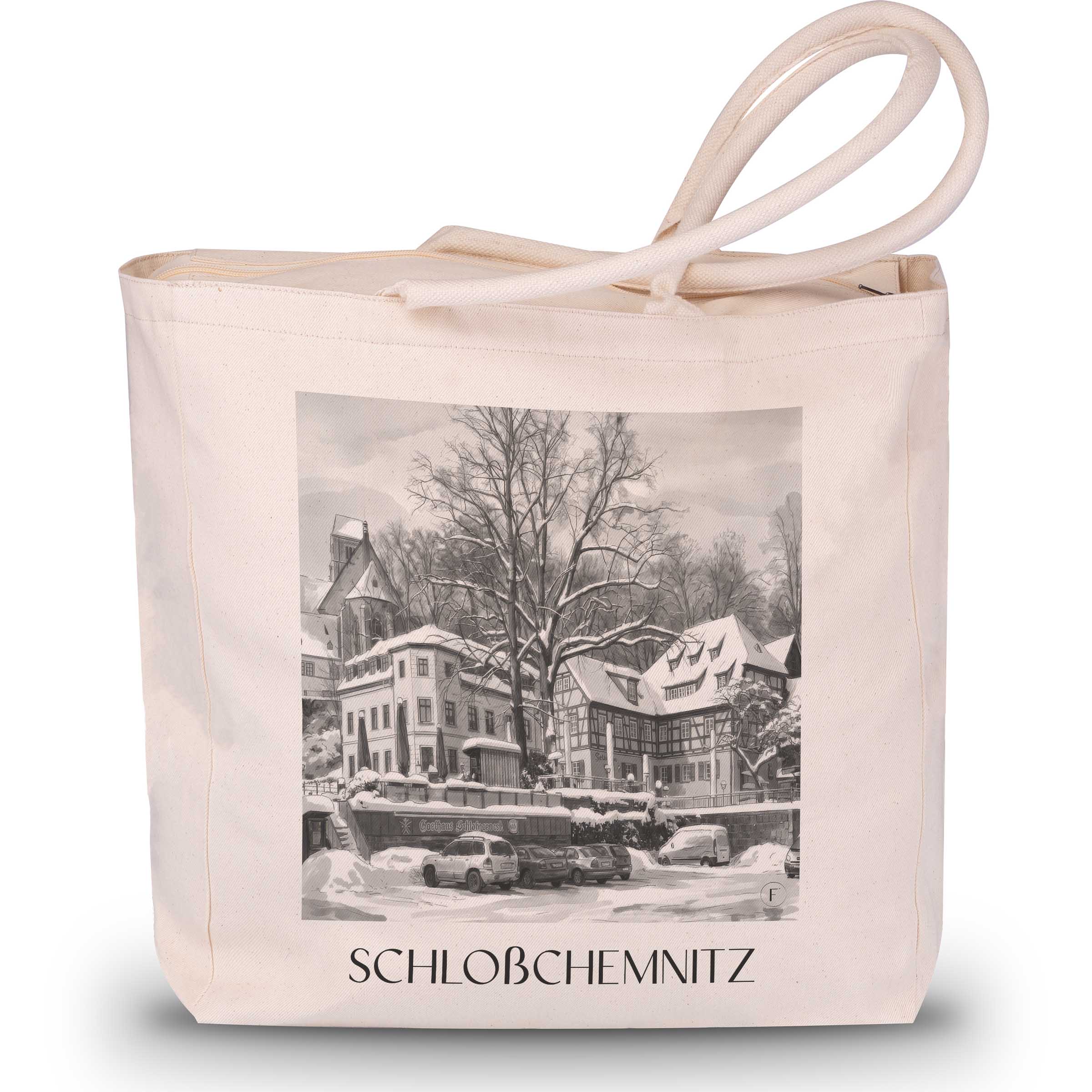 schloßchemnitz-chemnitz-deutschland-einkaufstasche-aquarell-schwarz-weiss