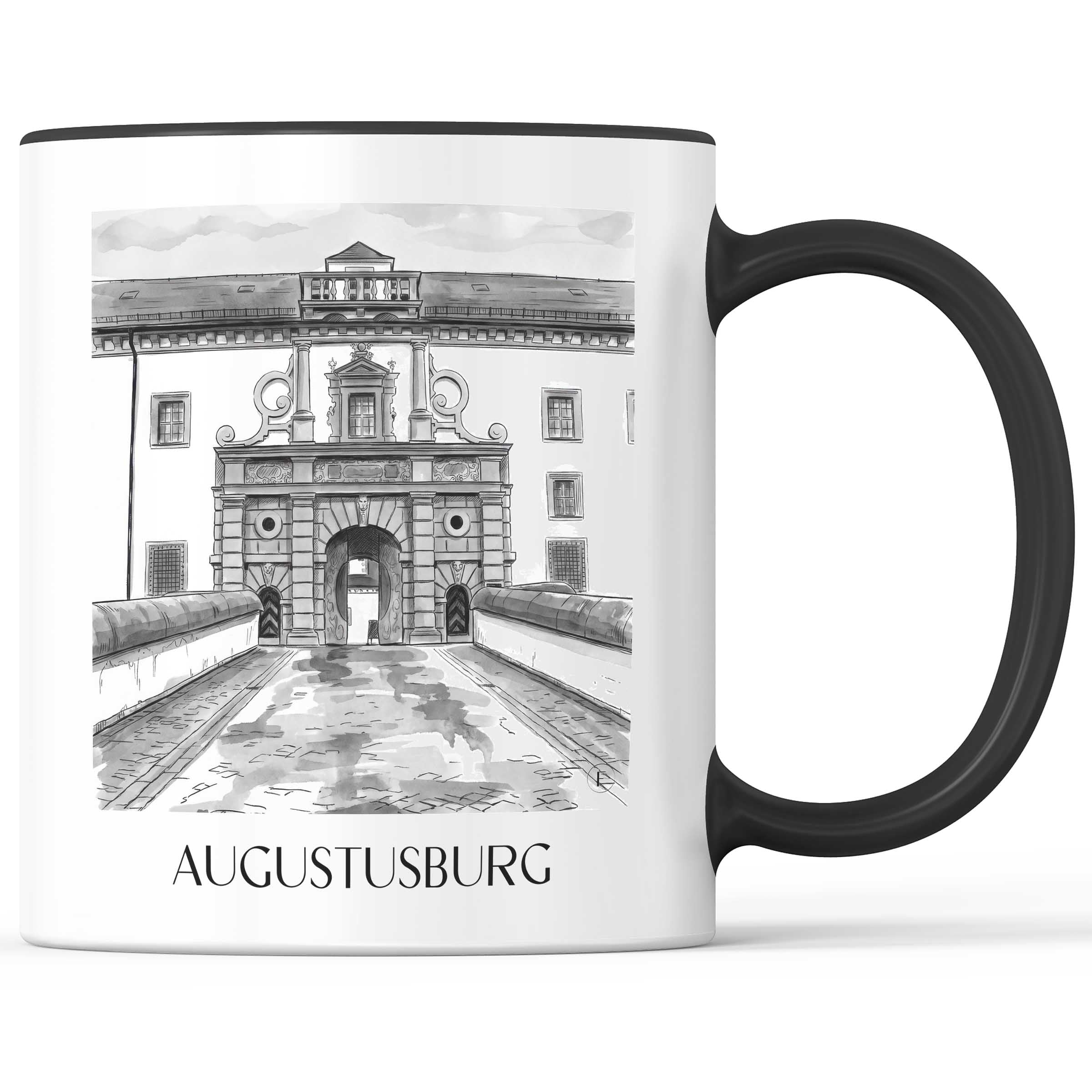 augustusburg-erzgebirge-deutschland-kaffeebecher-aquarell-schwarz-weiss