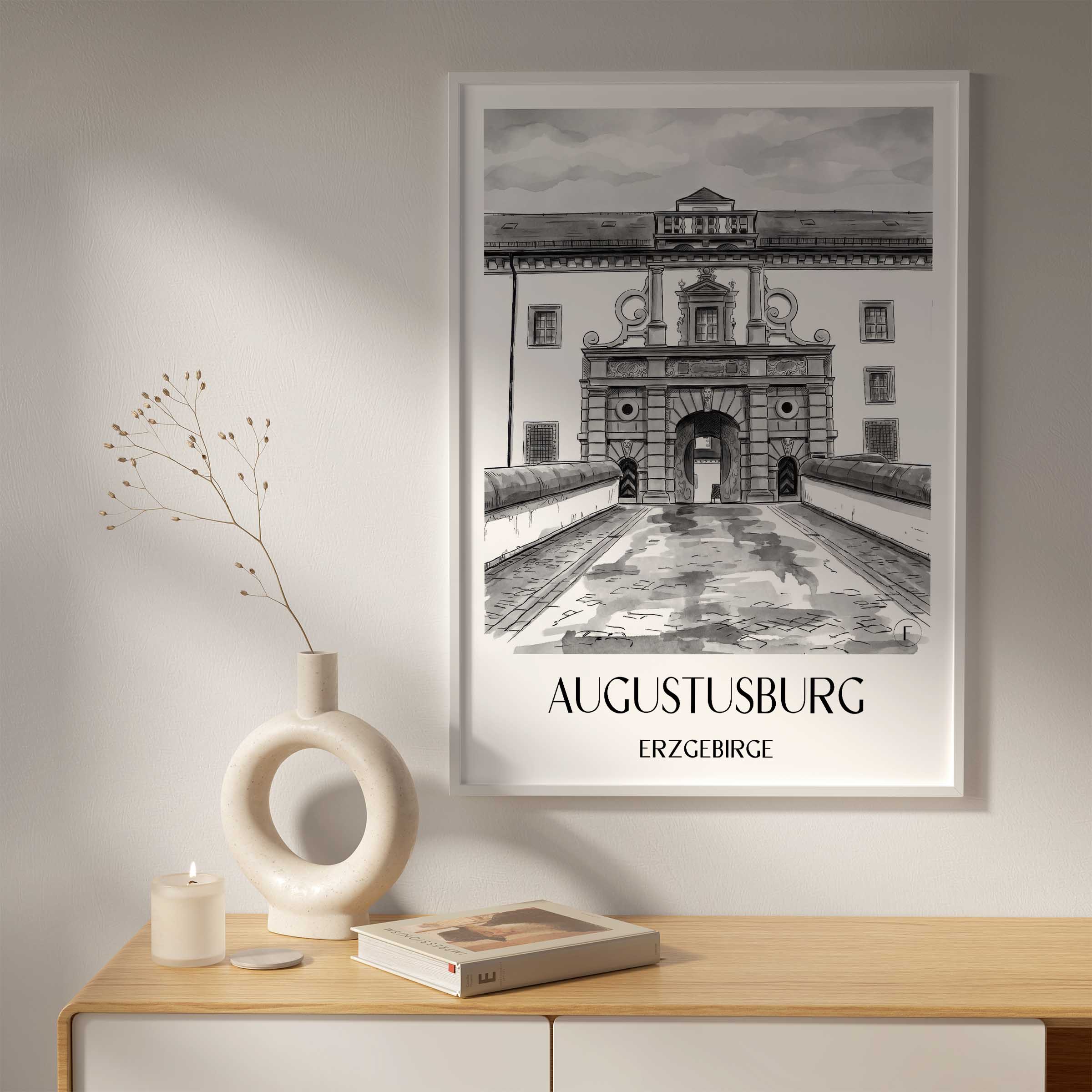 augustusburg-erzgebirge-deutschland-poster-aquarell-schwarz-weiss