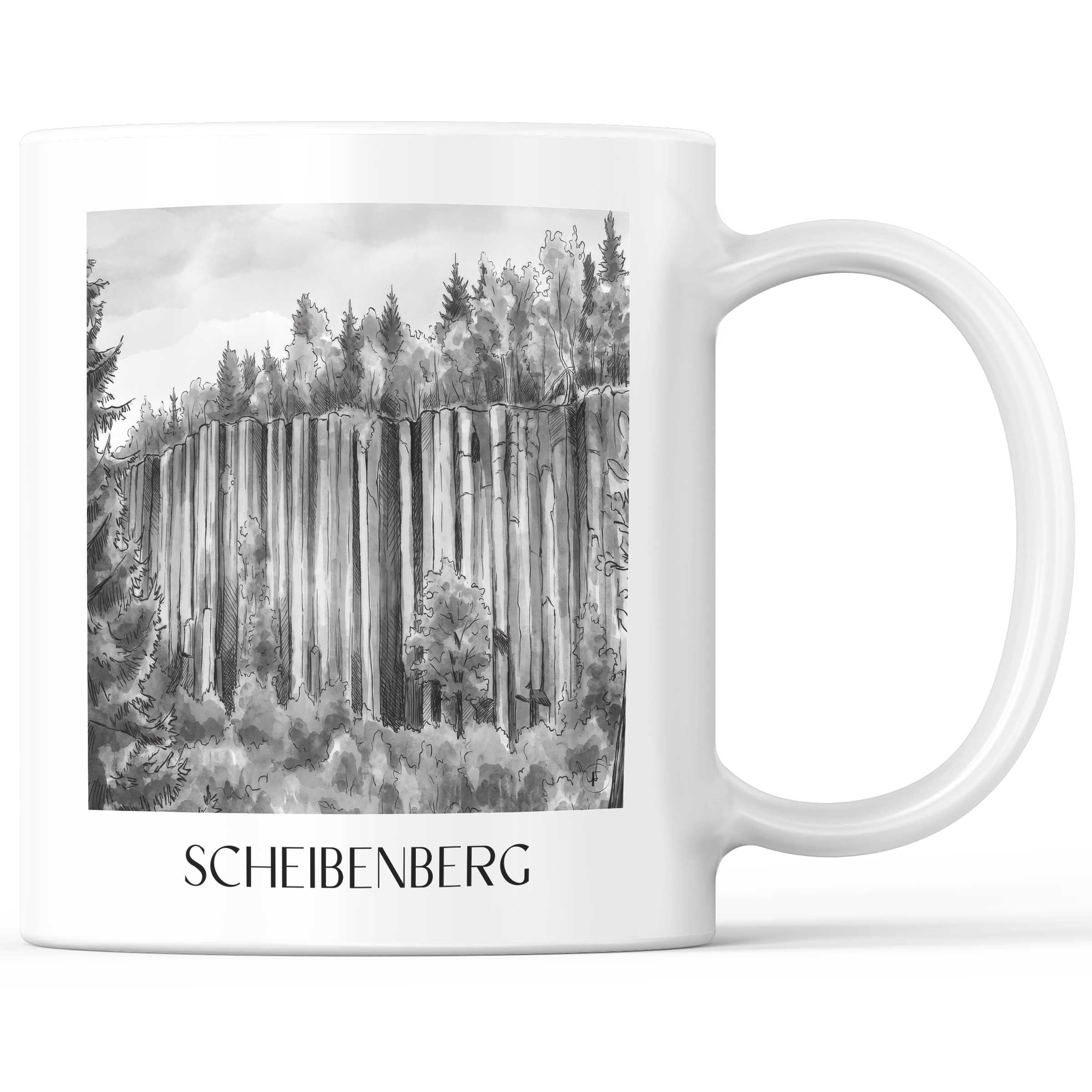 scheibenberg-erzgebirge-deutschland-kaffeebecher-aquarell-schwarz-weiss