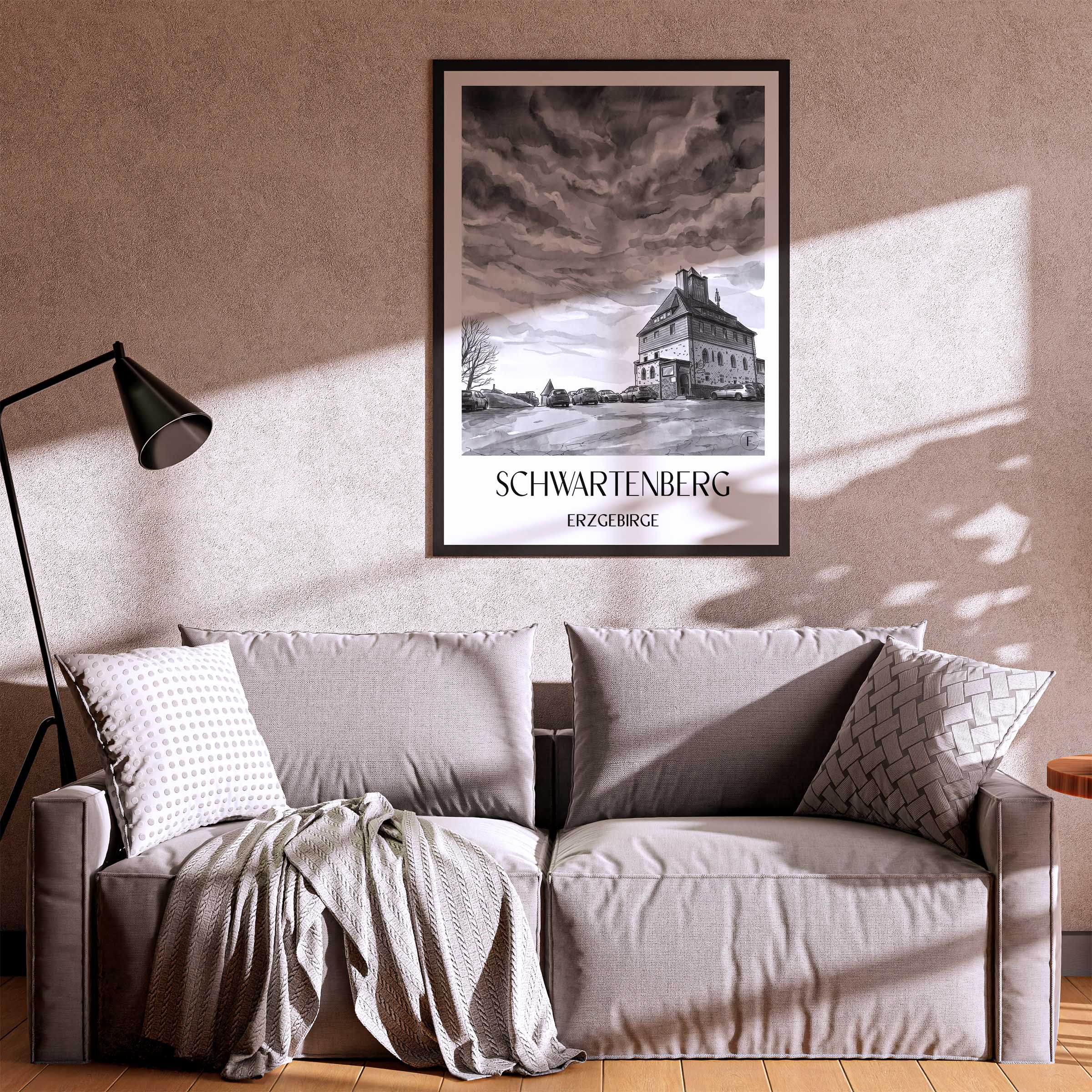 schwartenberg-erzgebirge-deutschland-poster-aquarell-schwarz-weiss