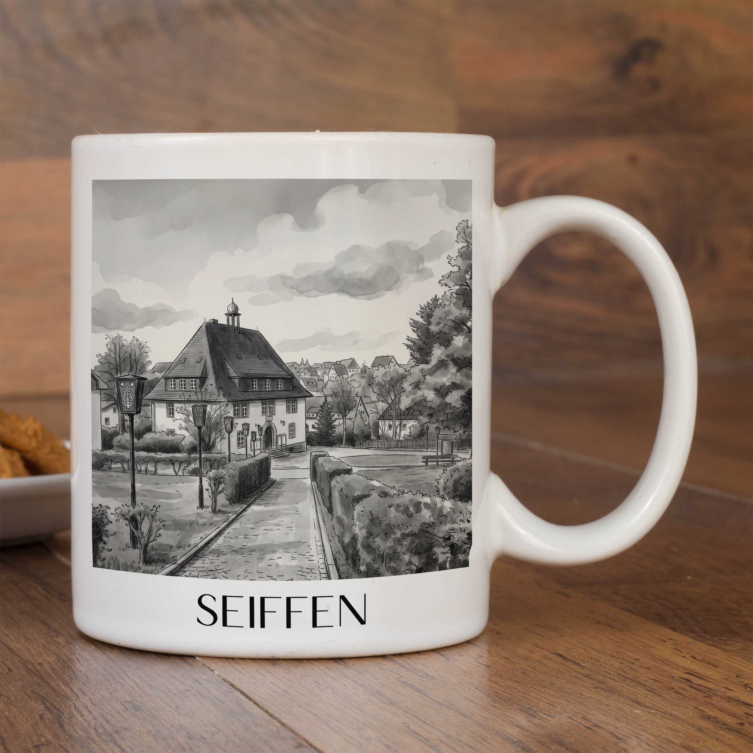 seiffen-erzgebirge-deutschland-kaffeebecher-aquarell-schwarz-weiss