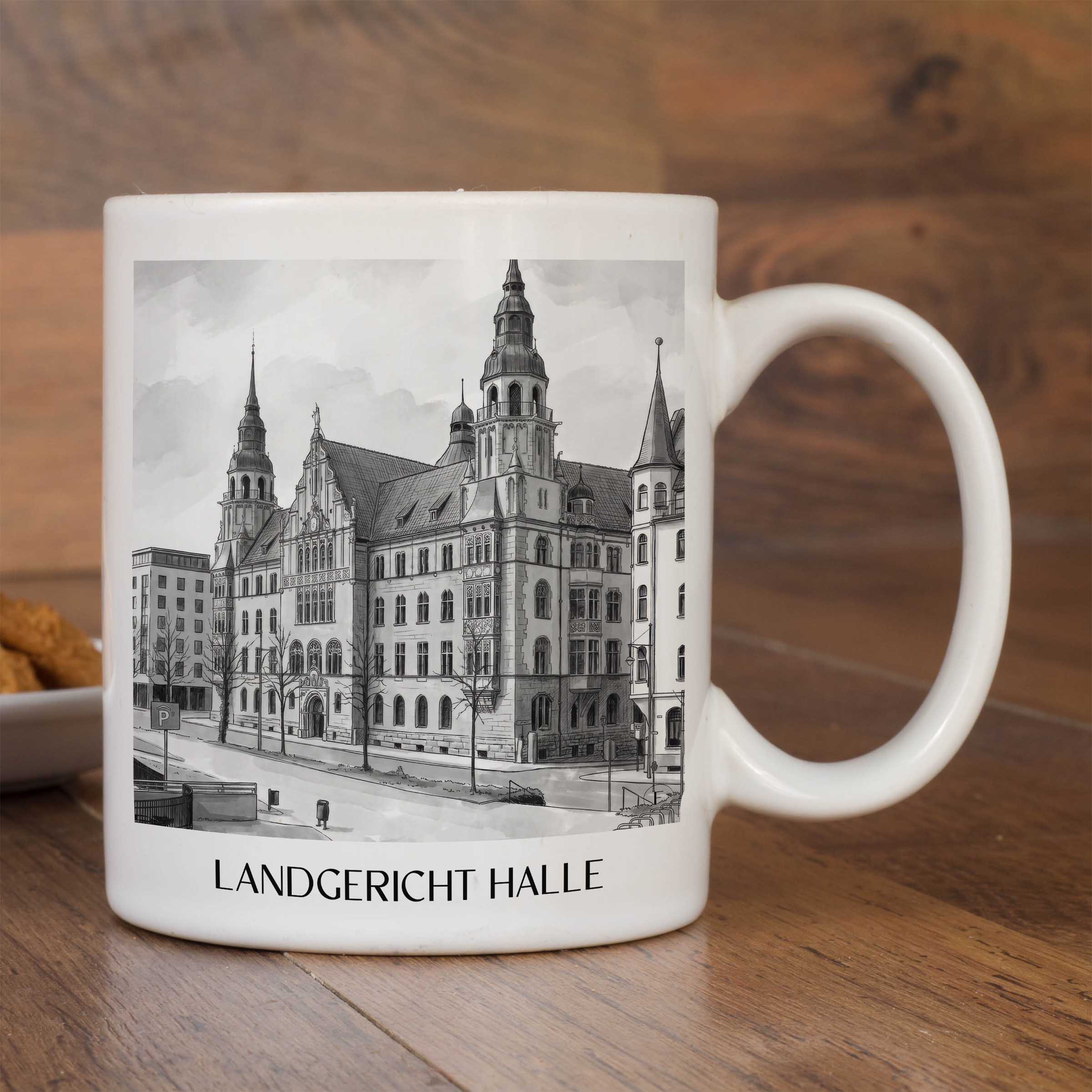 landgericht-halle-deutschland-kaffeebecher-aquarell-schwarz-weiss