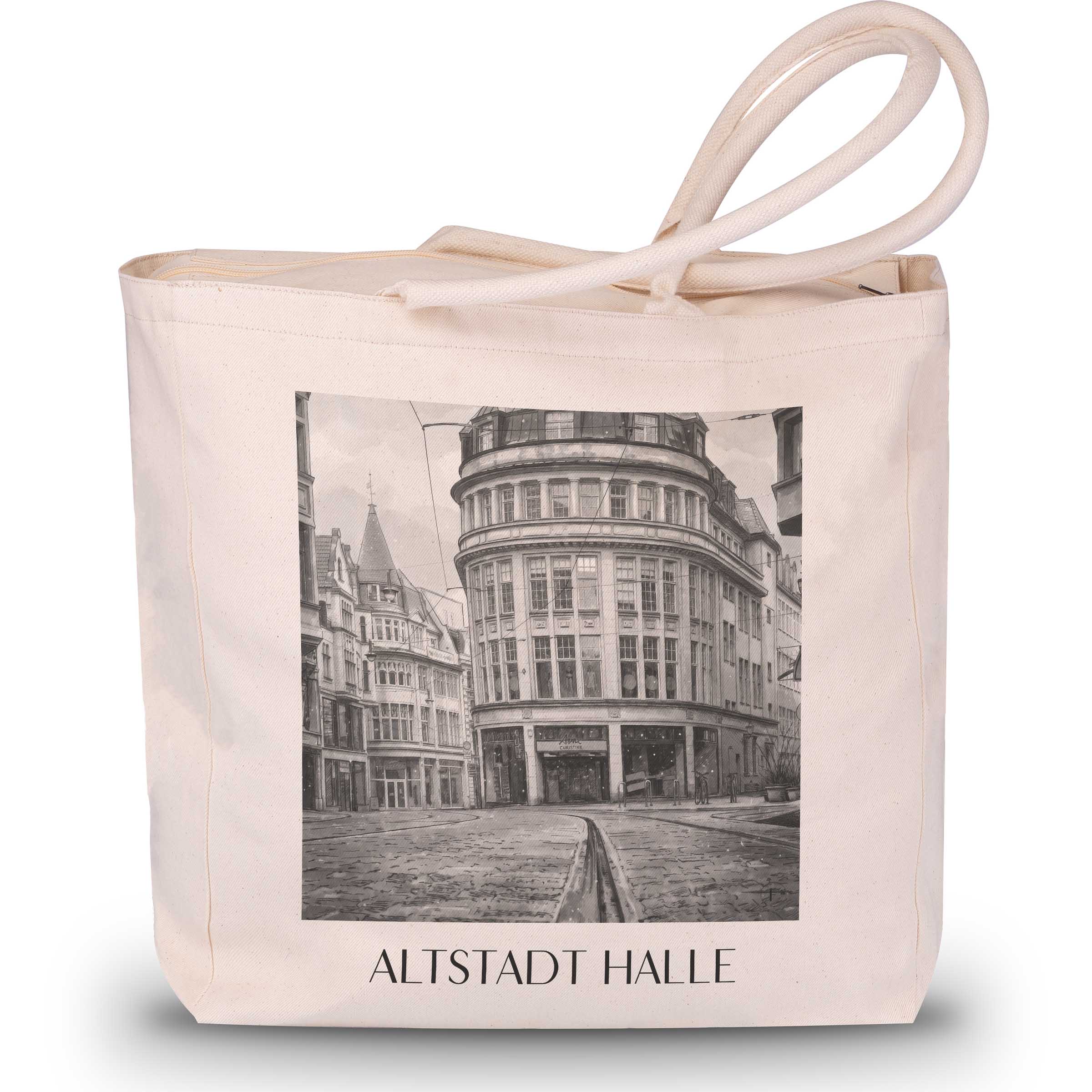 altstadt-halle-deutschland-einkaufstasche-aquarell-schwarz-weiss