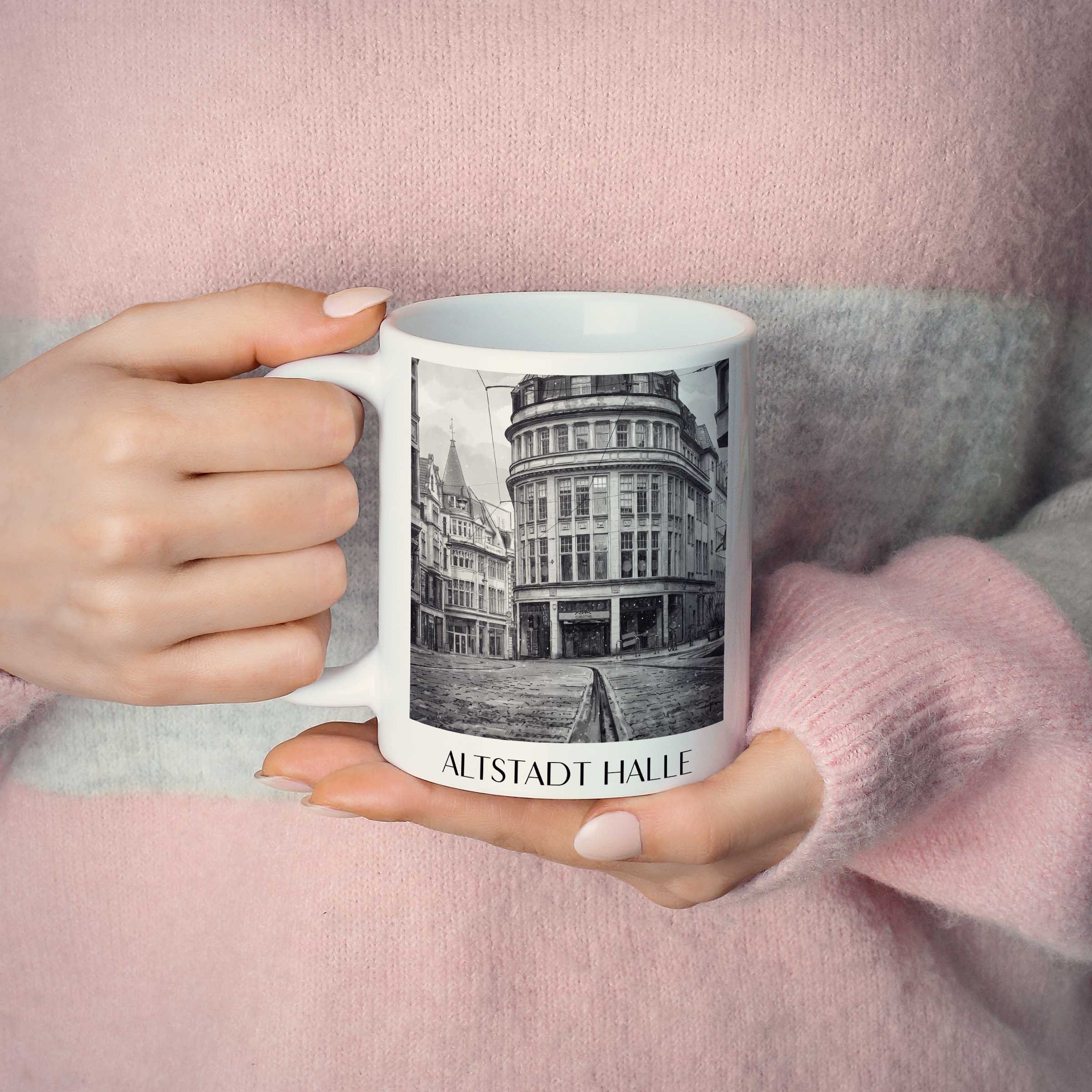 altstadt-halle-deutschland-kaffeebecher-aquarell-schwarz-weiss