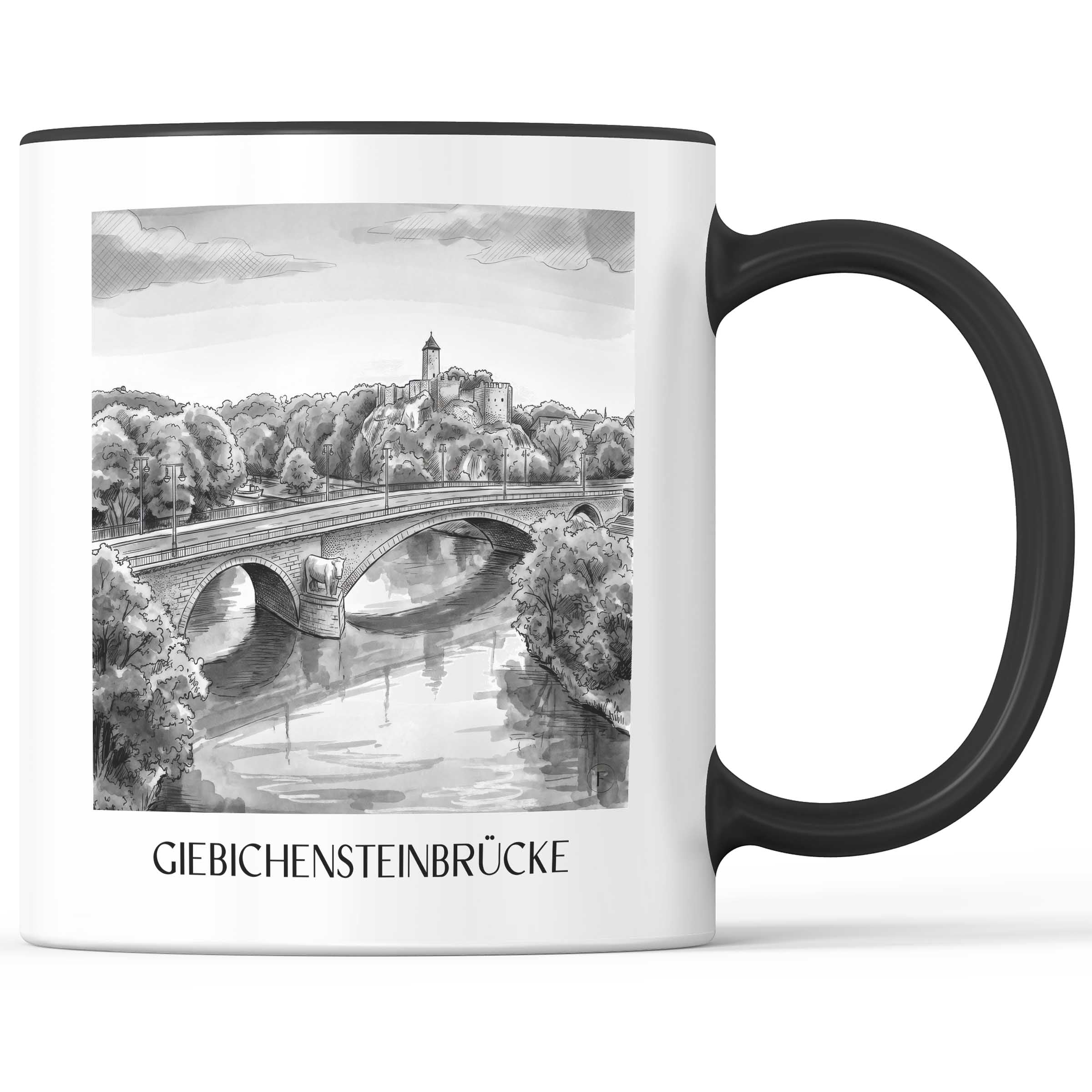 giebichensteinbrücke-halle-deutschland-kaffeebecher-aquarell-schwarz-weiss
