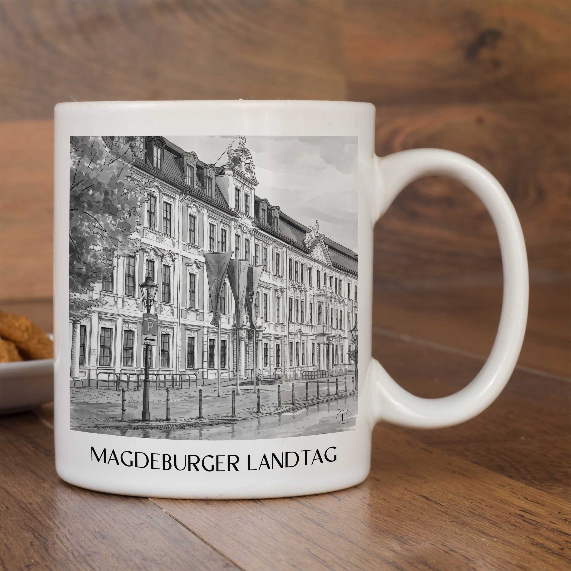landtag-magdeburg-deutschland-kaffeebecher-aquarell-schwarz-weiss