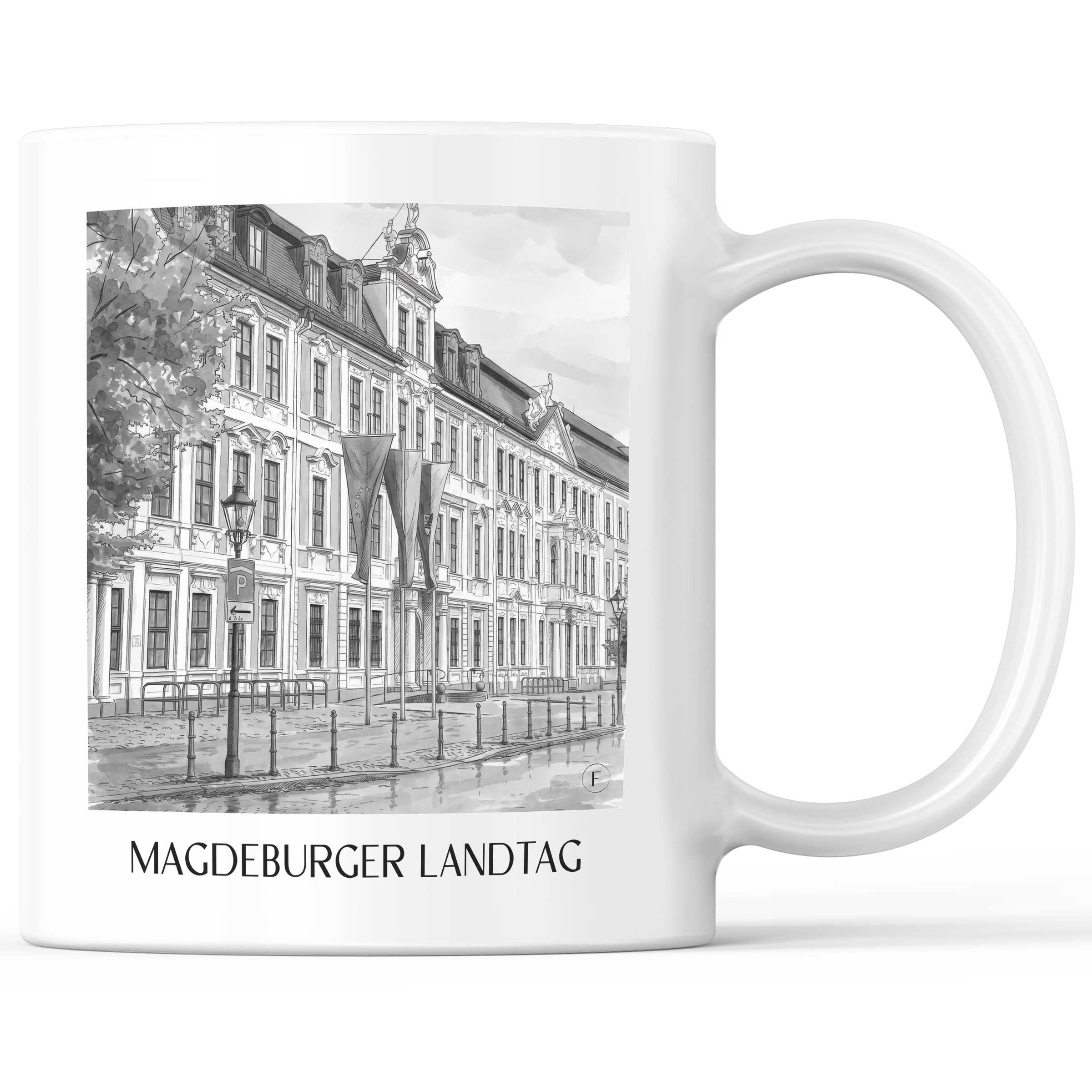 landtag-magdeburg-deutschland-kaffeebecher-aquarell-schwarz-weiss