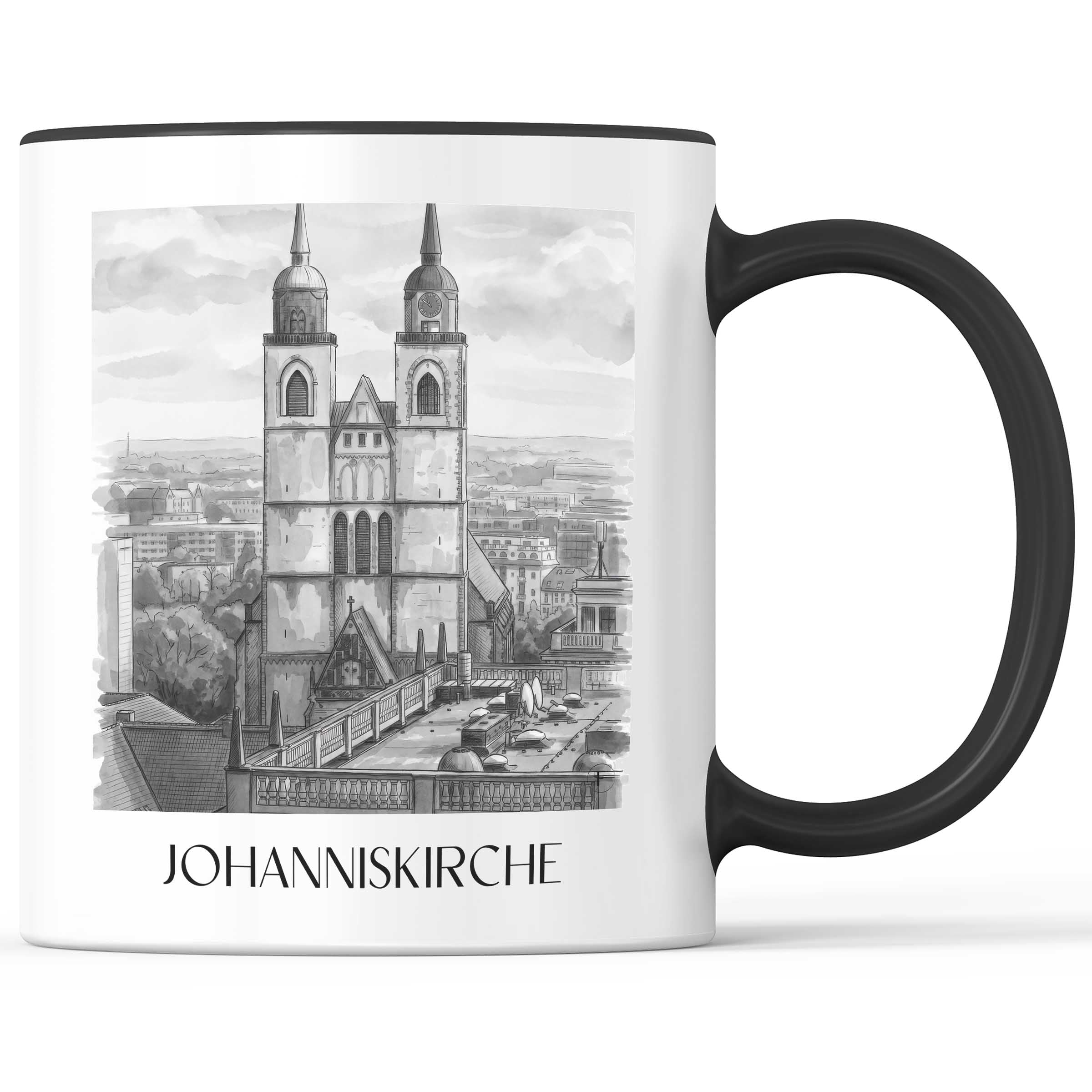 johanniskirche-magdeburg-deutschland-kaffeebecher-aquarell-schwarz-weiss