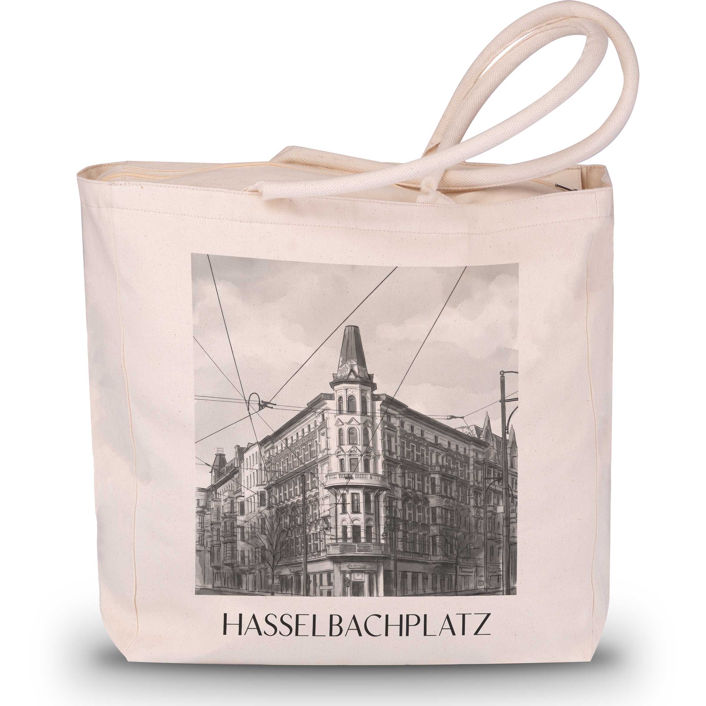 hasselbachplatz-magdeburg-deutschland-einkaufstasche-aquarell-schwarz-weiss