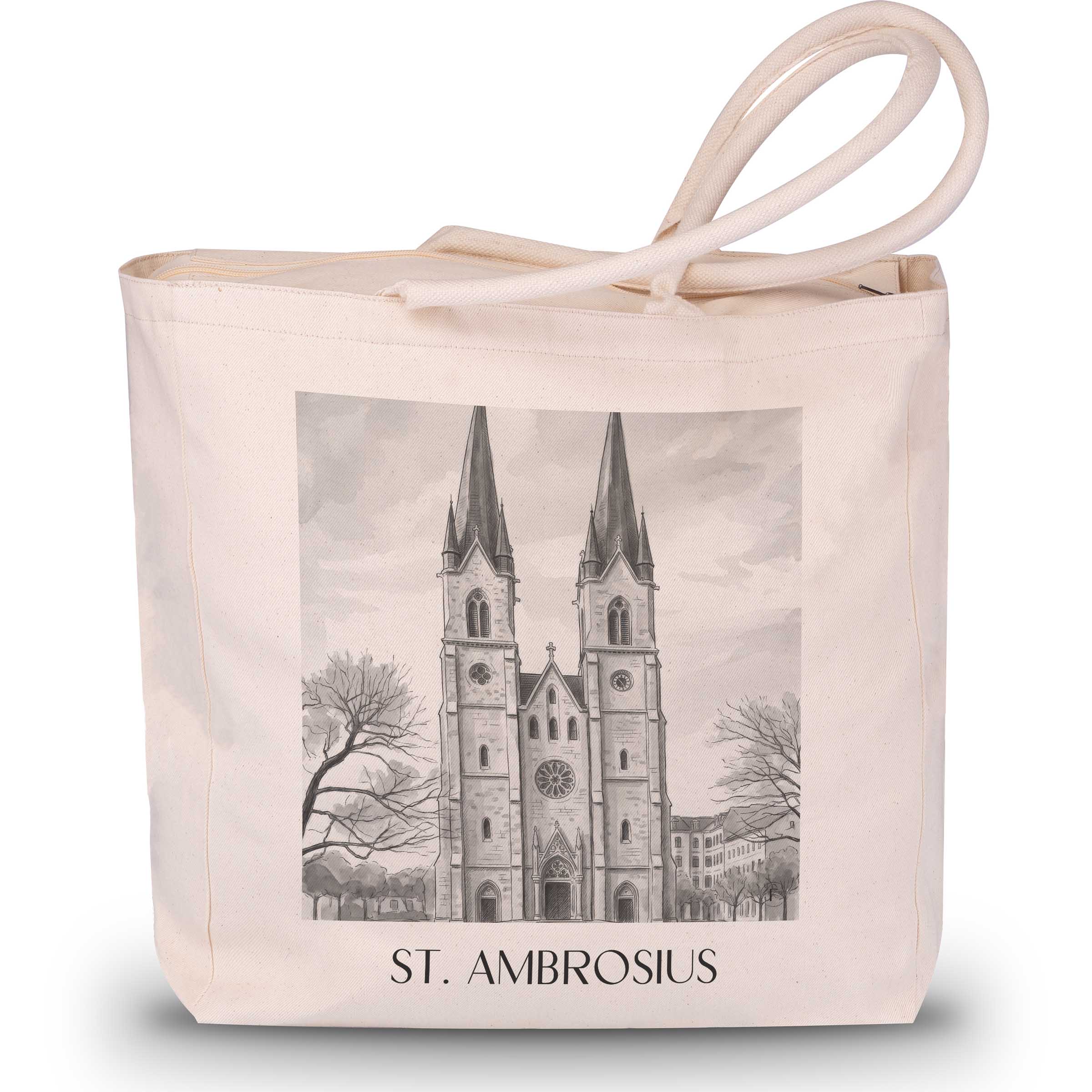 st.-ambrosius-magdeburg-deutschland-einkaufstasche-aquarell-schwarz-weiss