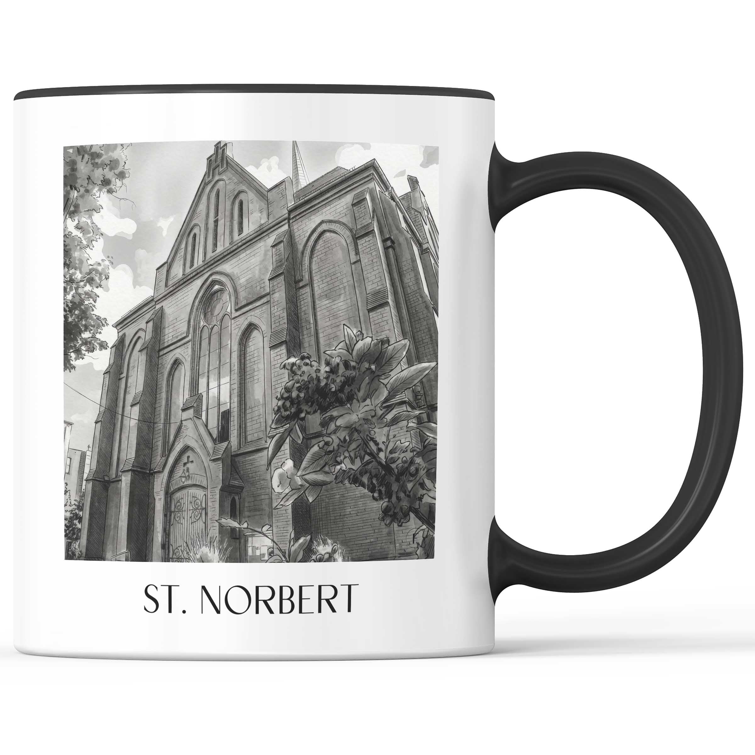 St. Norbert Kaffeebecher - Magdeburg - Deutschland Becher - Kaffeetasse im Aquarell Schwarz-Weiß Stil