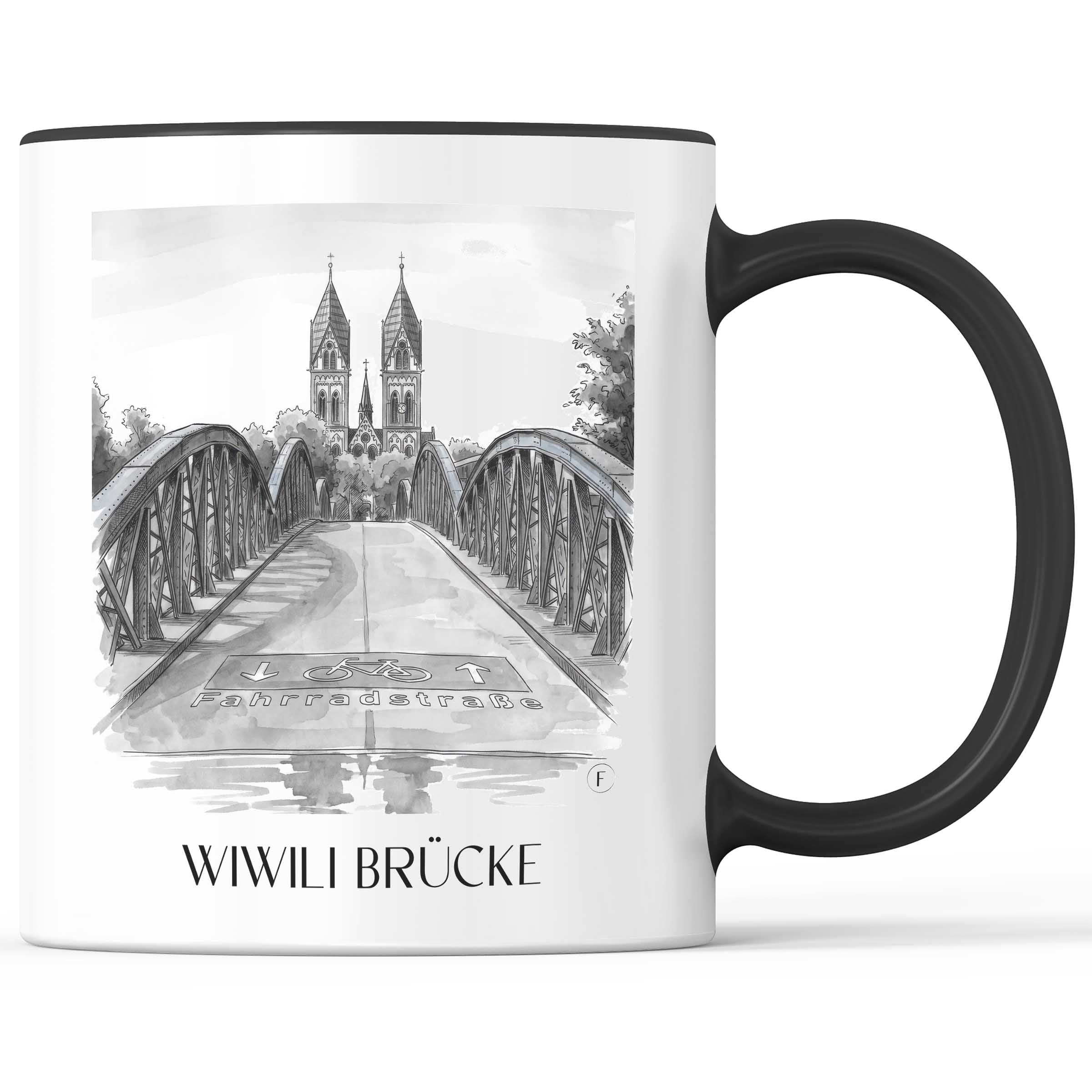 wiwili-brücke-freiburg-deutschland-kaffeebecher-aquarell-schwarz-weiss