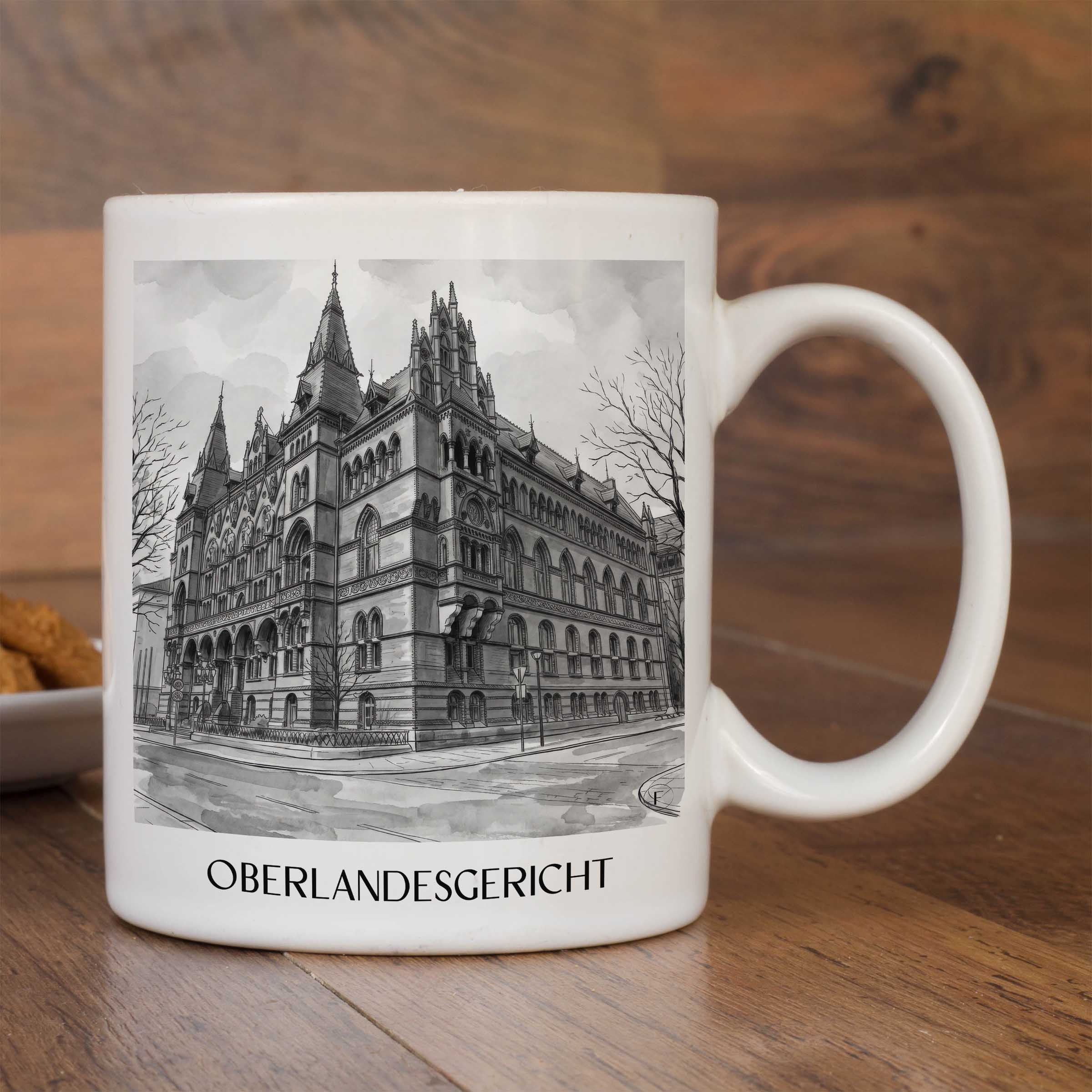 oberlandesgericht-rostock-deutschland-kaffeebecher-aquarell-schwarz-weiss
