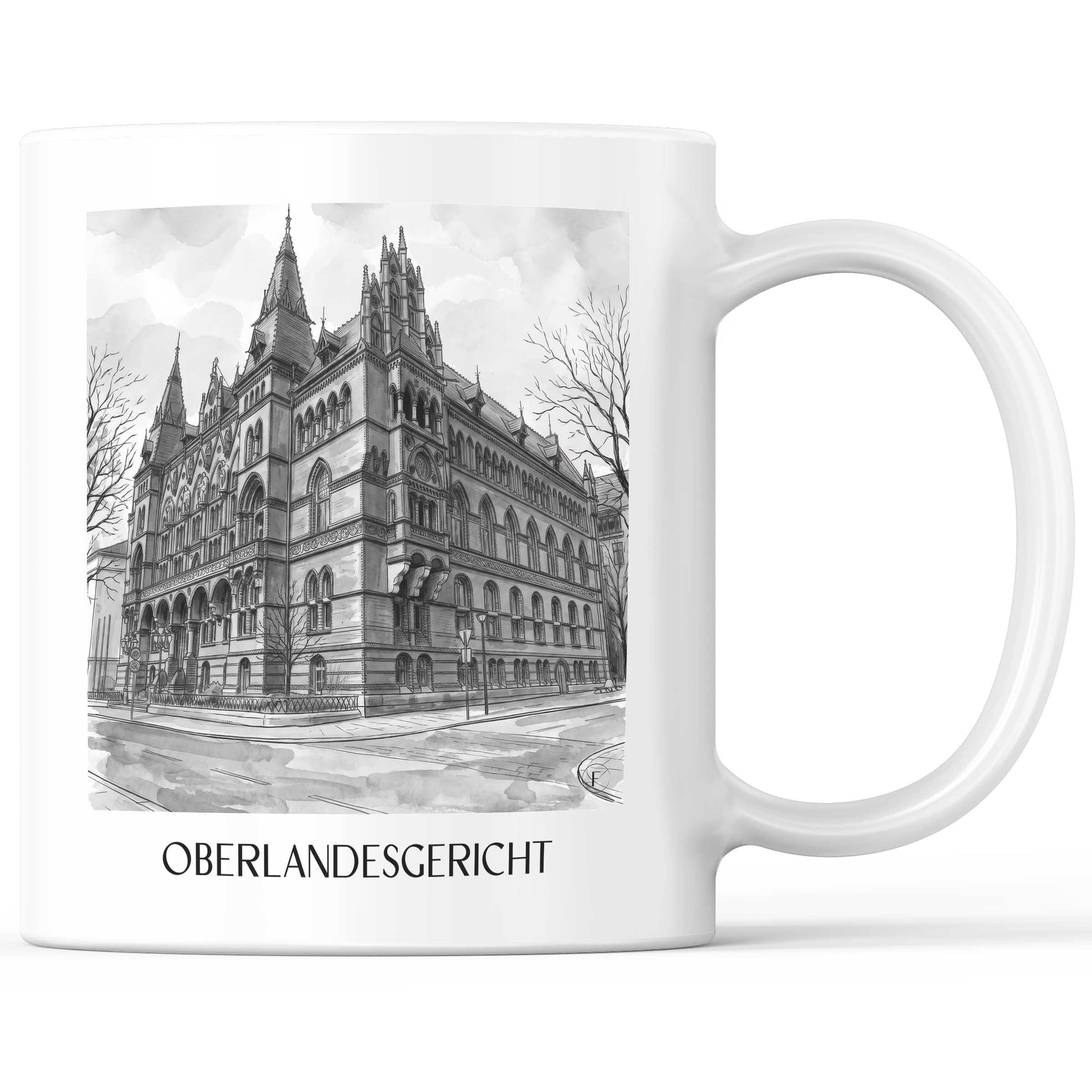 oberlandesgericht-rostock-deutschland-kaffeebecher-aquarell-schwarz-weiss