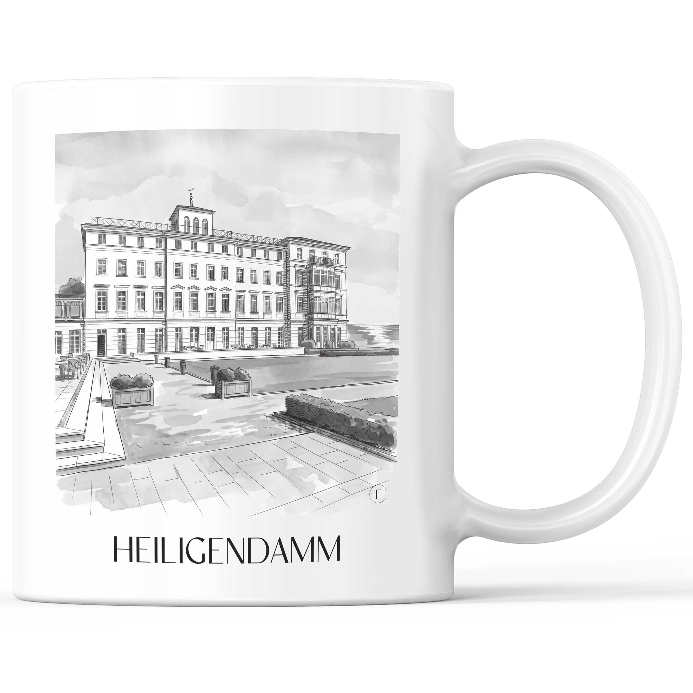 heiligendamm-mecklenburg-deutschland-kaffeebecher-aquarell-schwarz-weiss