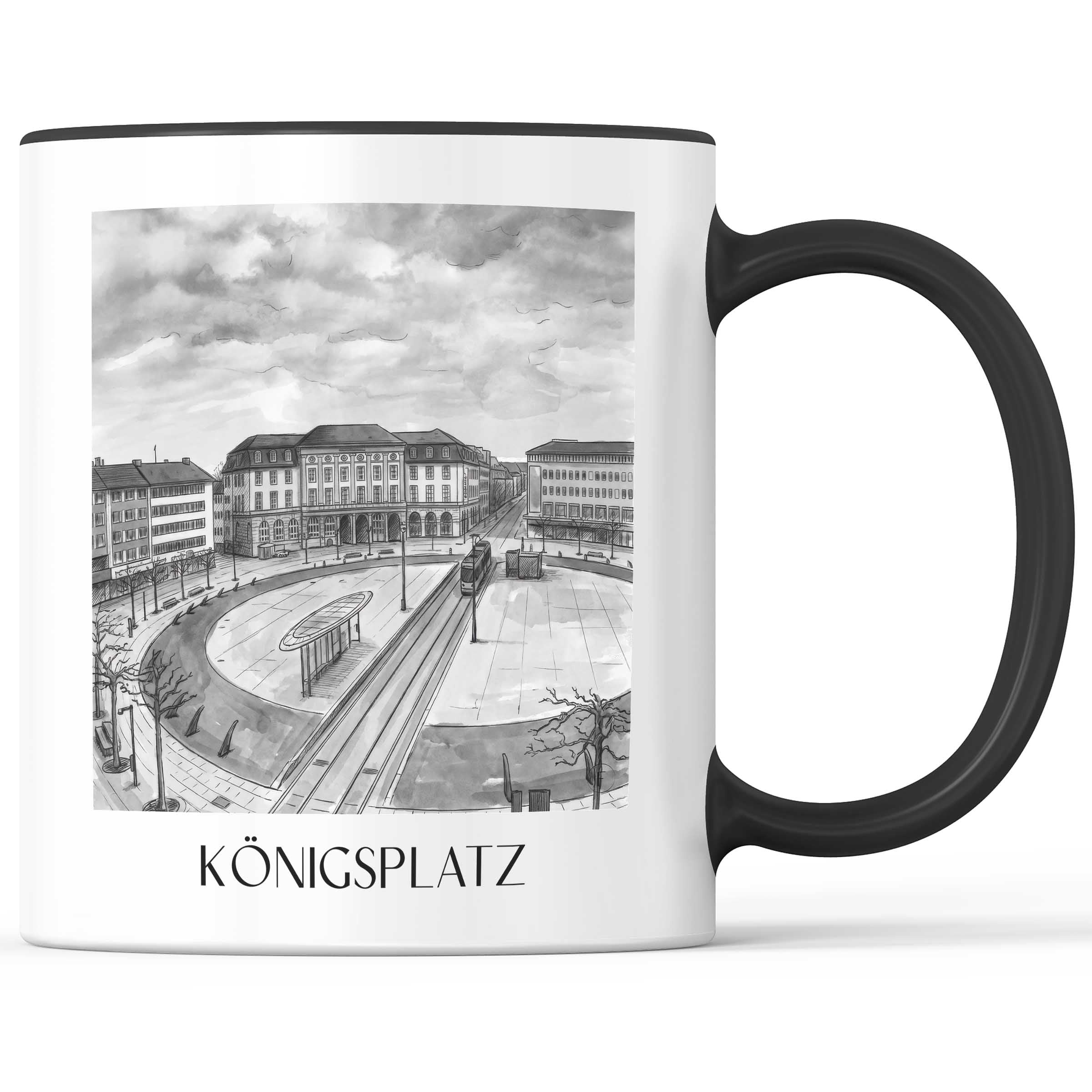 königsplatz-kassel-deutschland-kaffeebecher-aquarell-schwarz-weiss