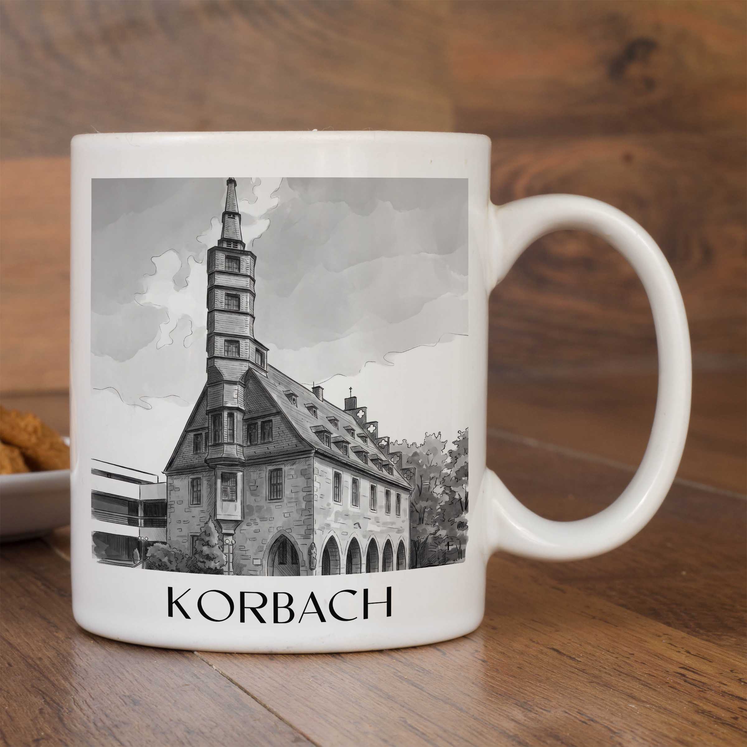 korbach-hessen-deutschland-kaffeebecher-aquarell-schwarz-weiss