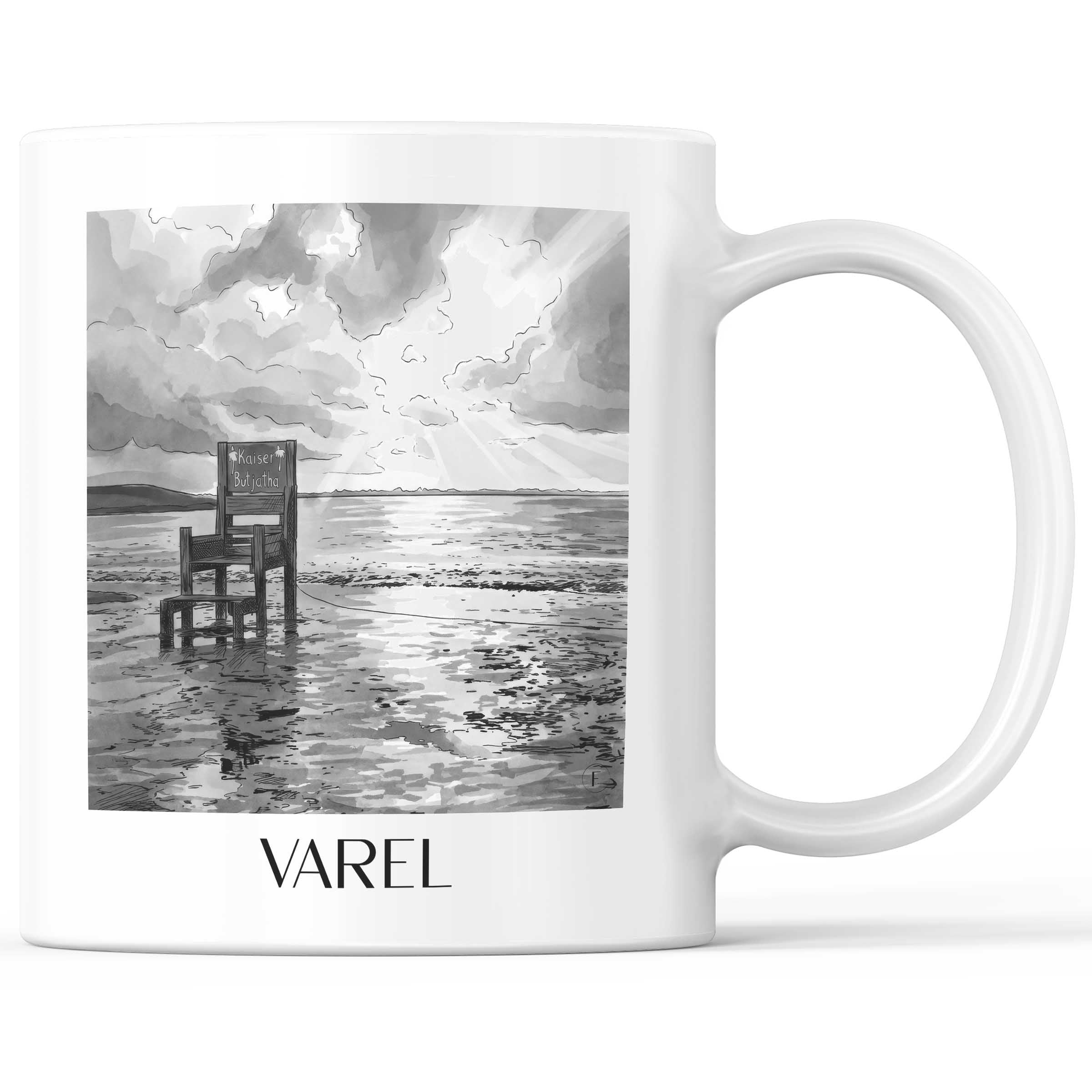 Varel Kaffeebecher - Friesland - Deutschland Becher - Kaffeetasse im Aquarell Schwarz-Weiß Stil