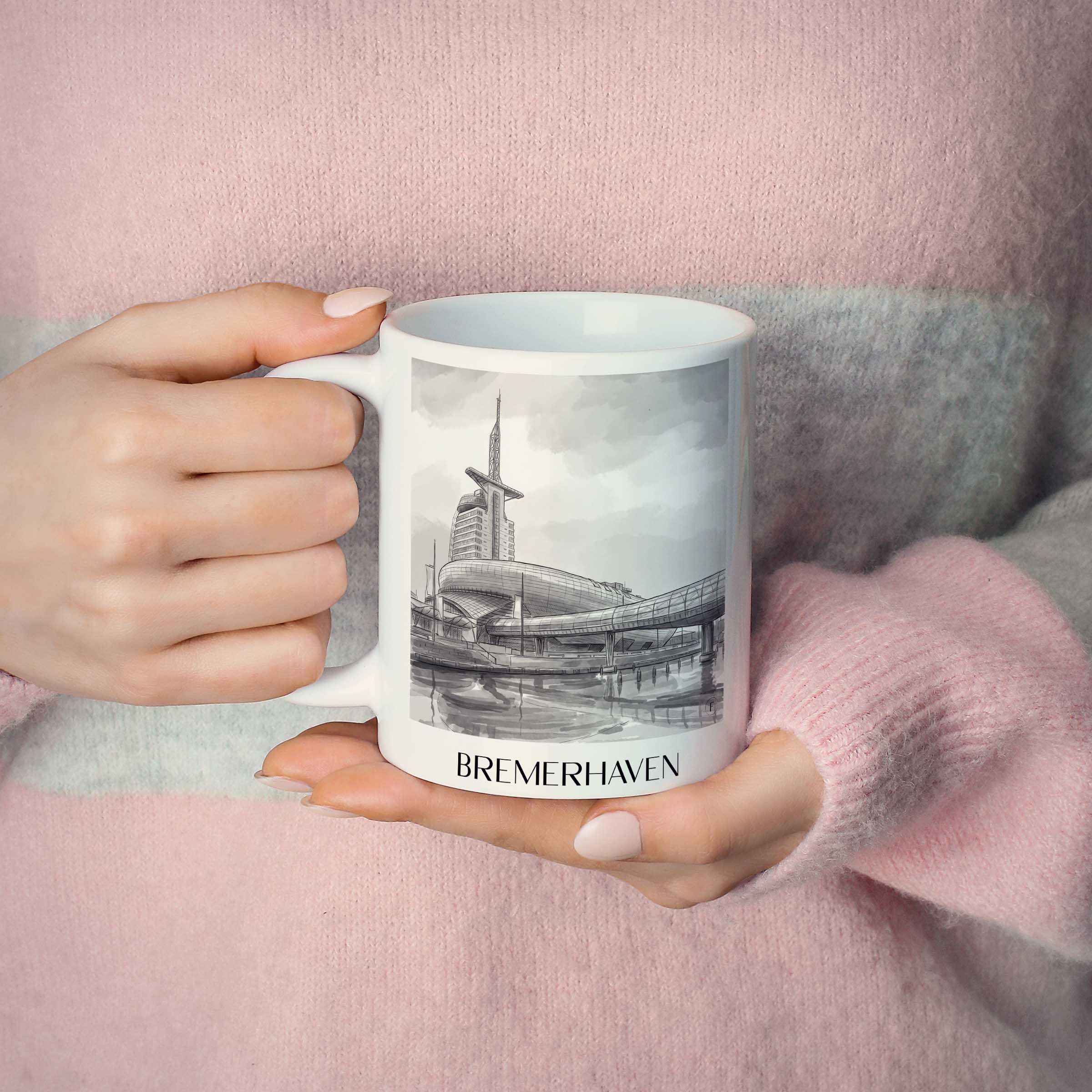 bremerhaven-bremen-deutschland-kaffeebecher-aquarell-schwarz-weiss