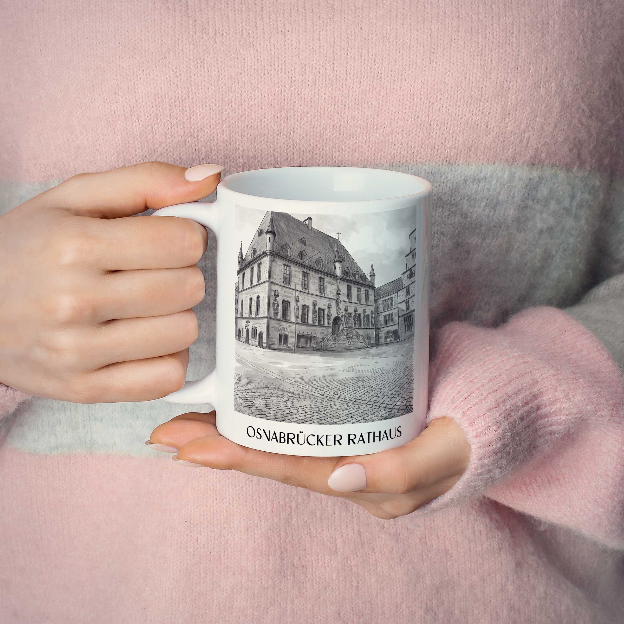 rathaus-osnabrück-deutschland-kaffeebecher-aquarell-schwarz-weiss
