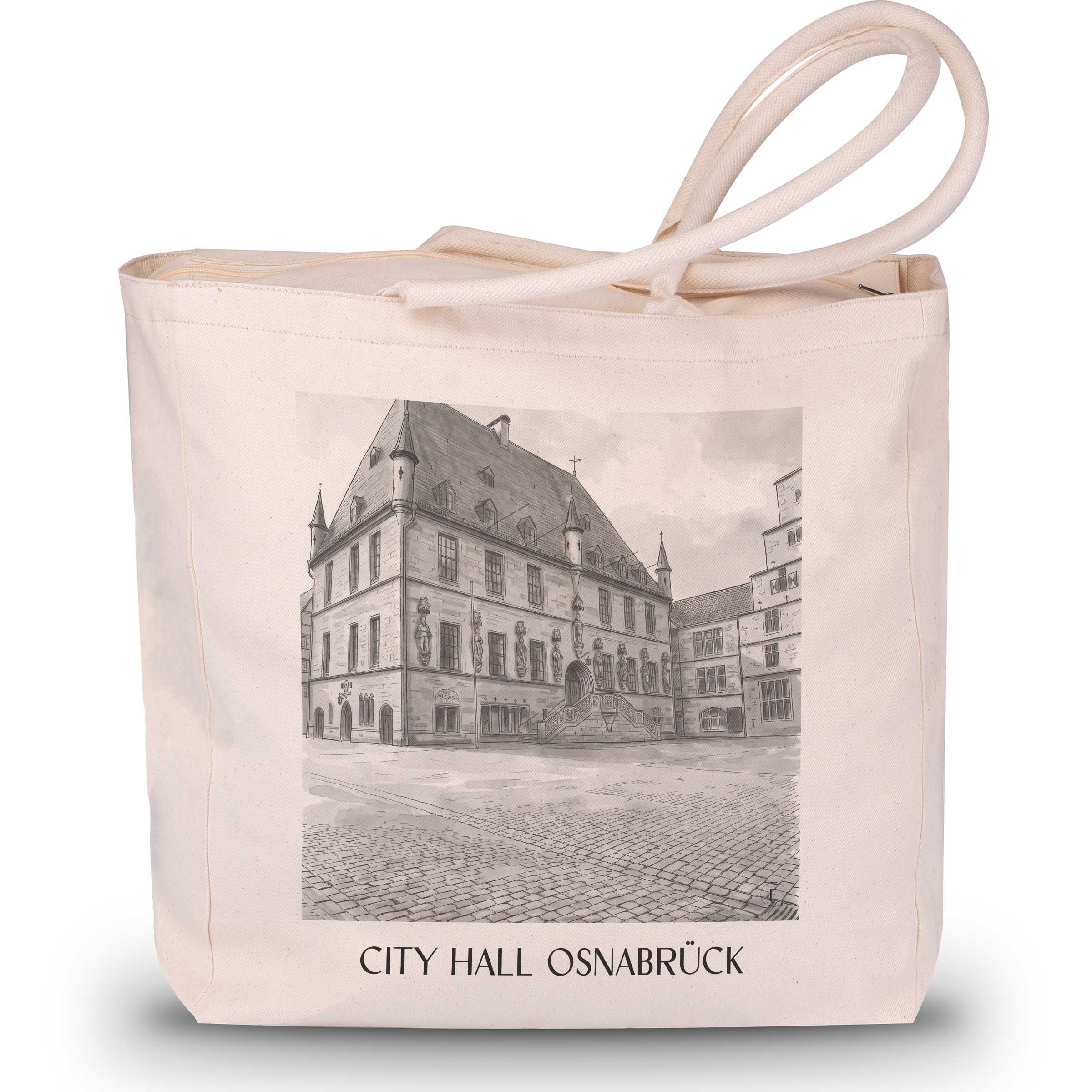 Rathaus Shopping Tasche - Osnabrück - Deutschland Tote Bag - Einkaufstasche im Aquarell Schwarz-Weiß Stil