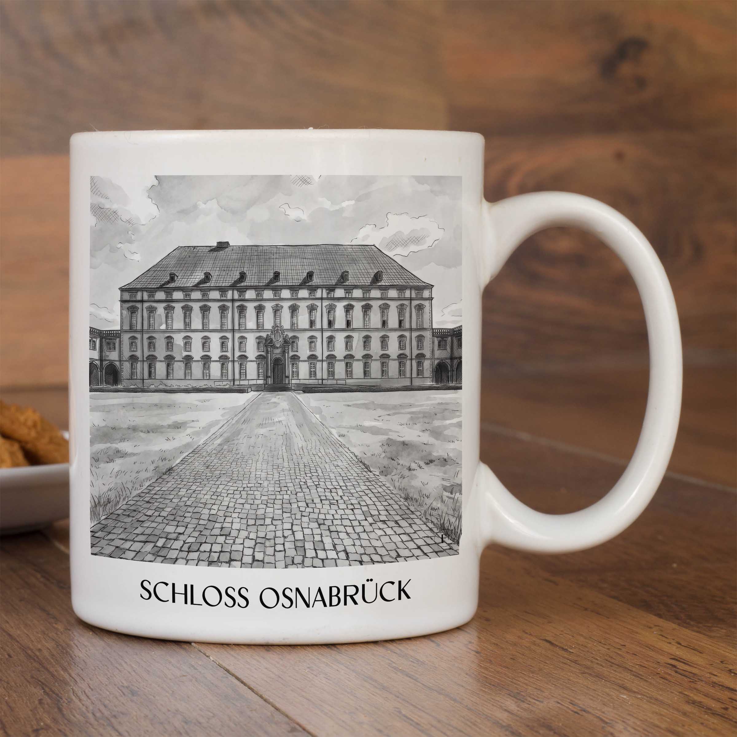 schloss-osnabrück-niedersachsen-deutschland-kaffeebecher-aquarell-schwarz-weiss