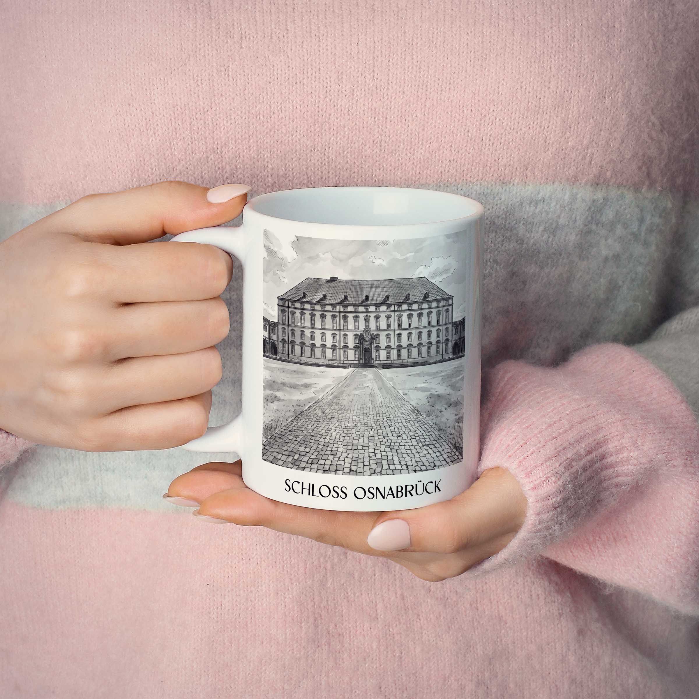 schloss-osnabrück-niedersachsen-deutschland-kaffeebecher-aquarell-schwarz-weiss