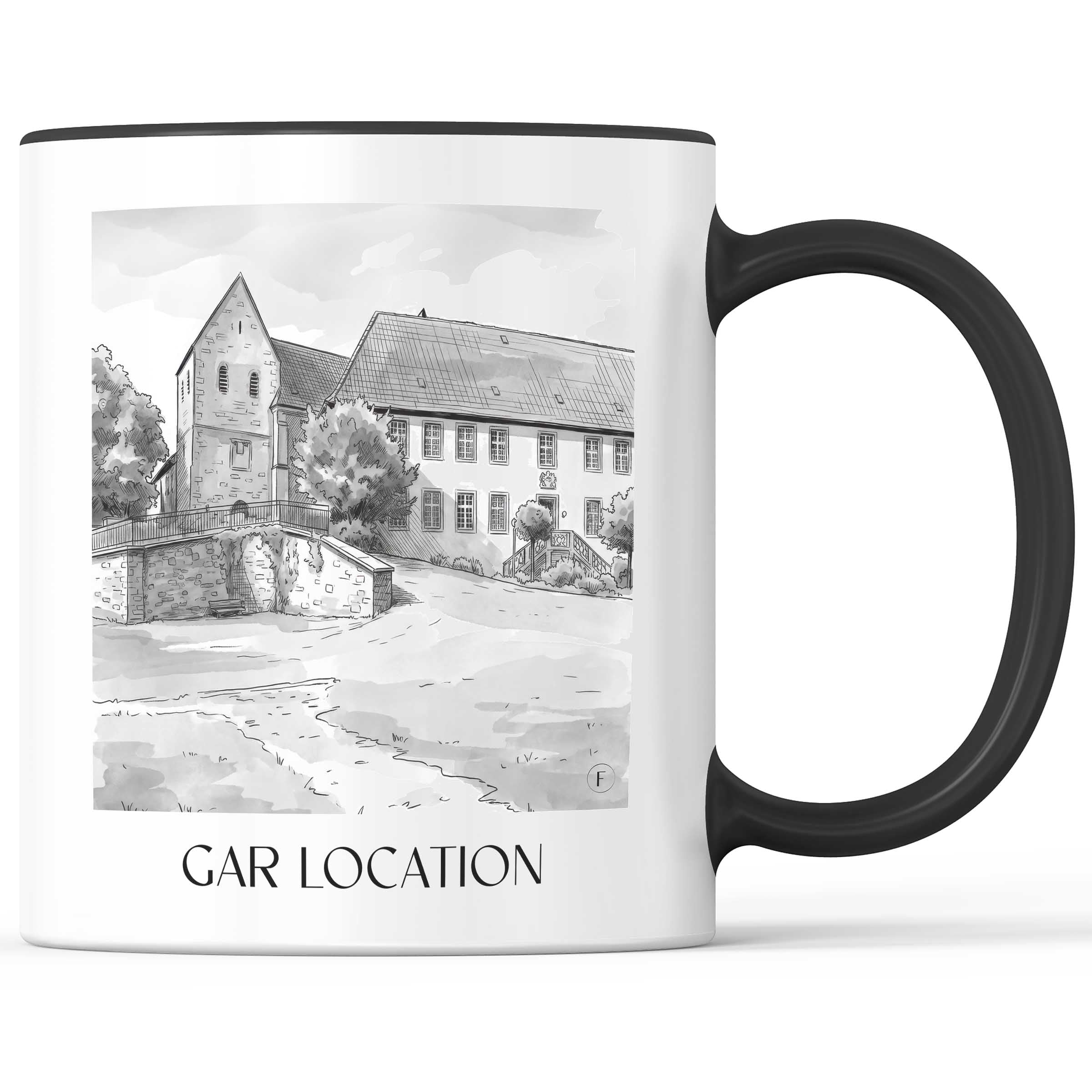 Gartlage Kaffeebecher - Osnabrück - Deutschland Becher - Kaffeetasse im Aquarell Schwarz-Weiß Stil