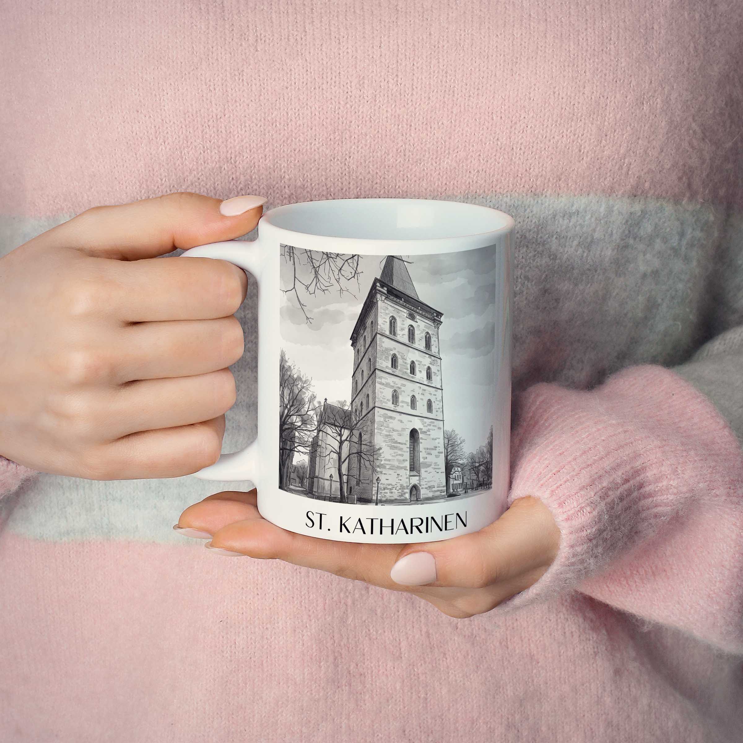 st.-katharinen-osnabrück-deutschland-kaffeebecher-aquarell-schwarz-weiss