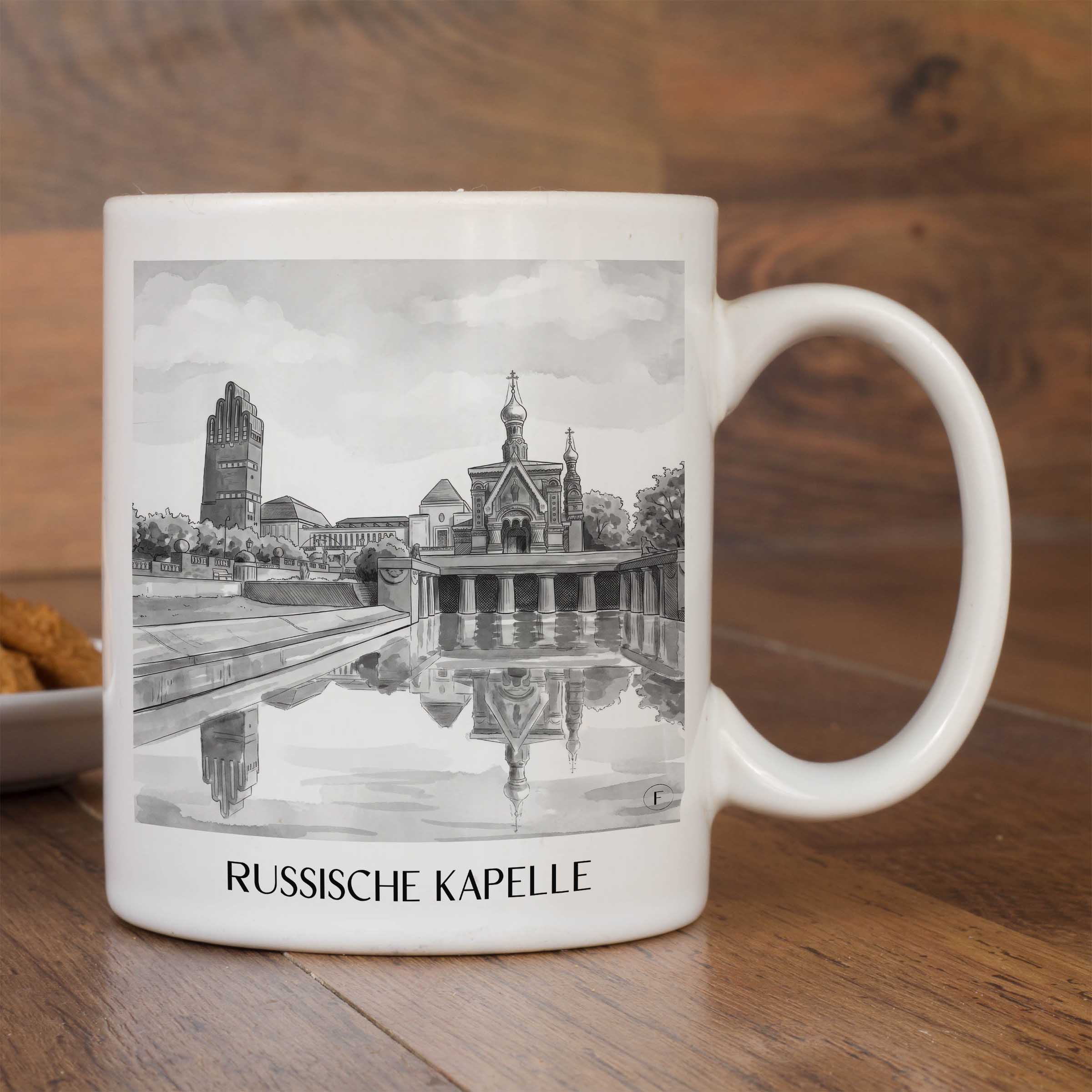 russische-kapelle-darmstadt-deutschland-kaffeebecher-aquarell-schwarz-weiss
