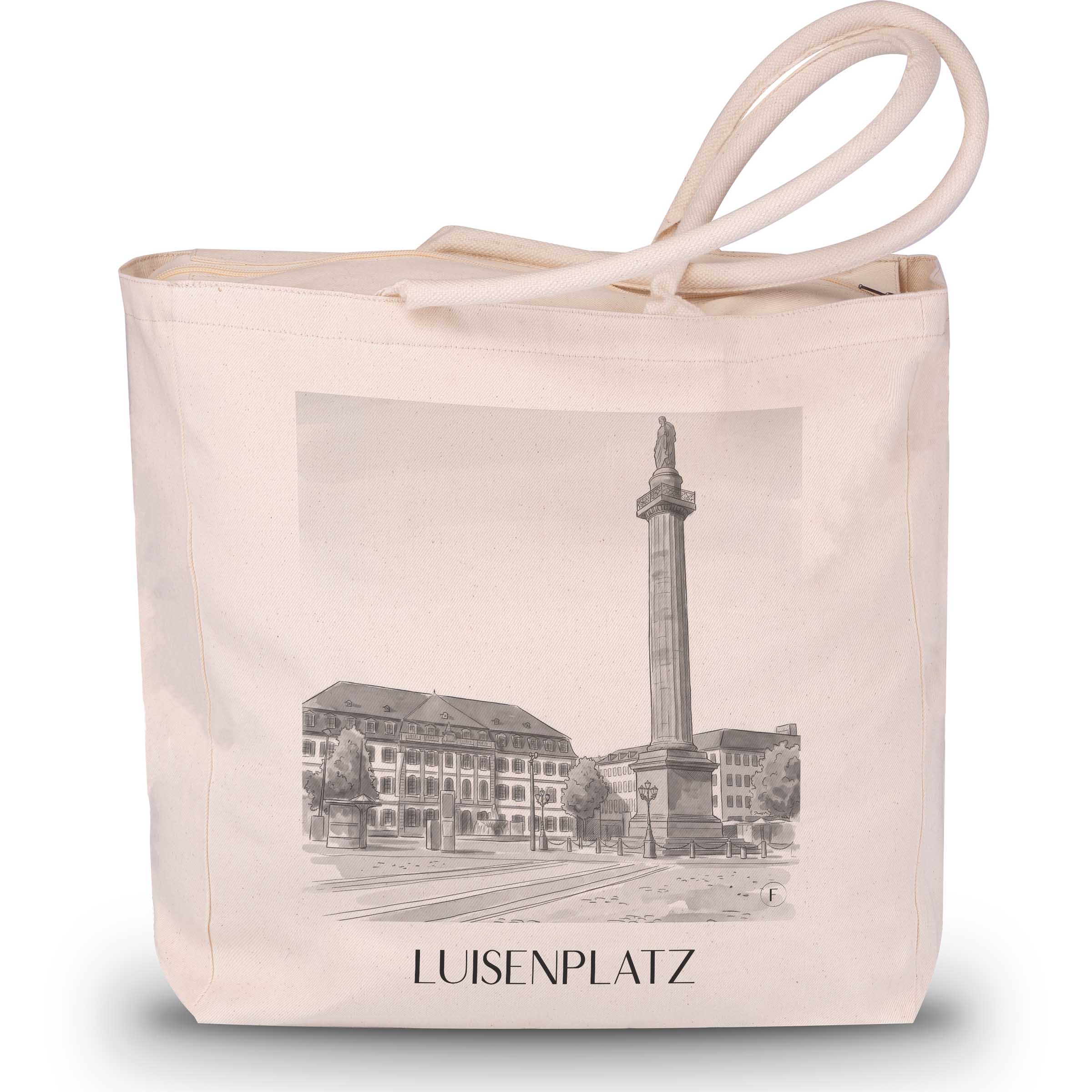 Luisenplatz Shopping Tasche - Darmstadt - Deutschland Tote Bag - Einkaufstasche im Aquarell Schwarz-Weiß Stil