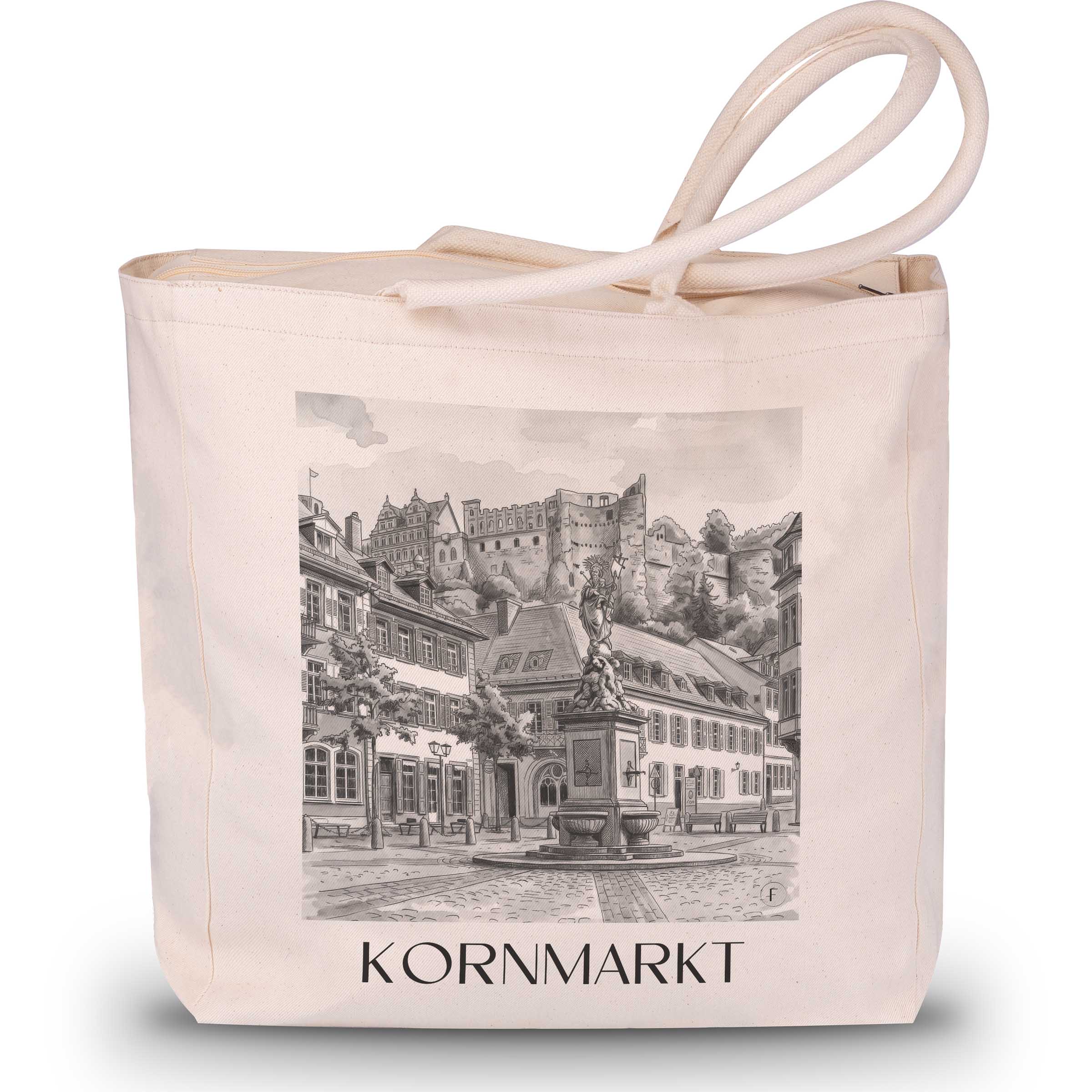kornmarkt-heidelberg-deutschland-einkaufstasche-aquarell-schwarz-weiss