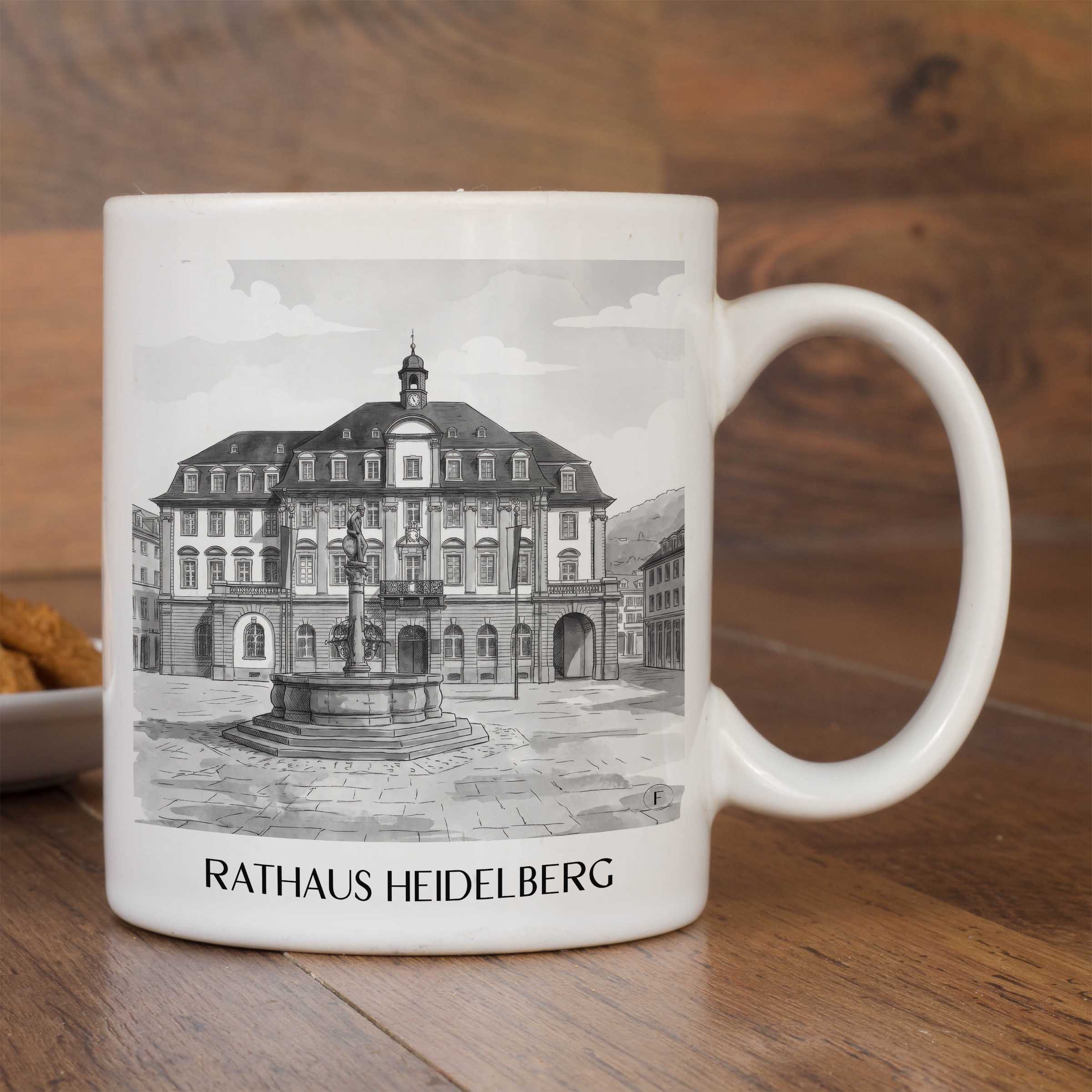 rathaus-heidelberg-deutschland-kaffeebecher-aquarell-schwarz-weiss