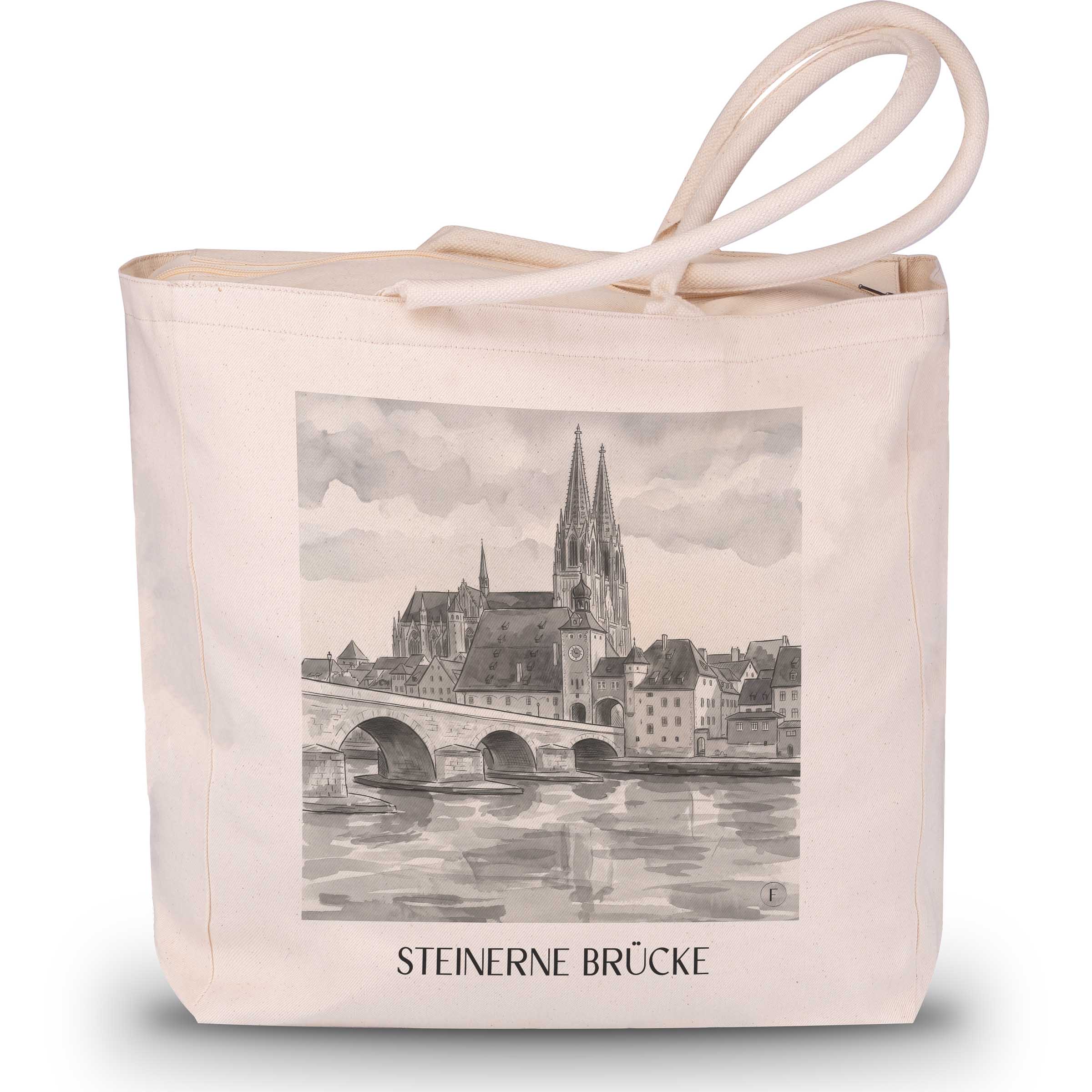 steinerne-brücke-regensburg-deutschland-einkaufstasche-aquarell-schwarz-weiss