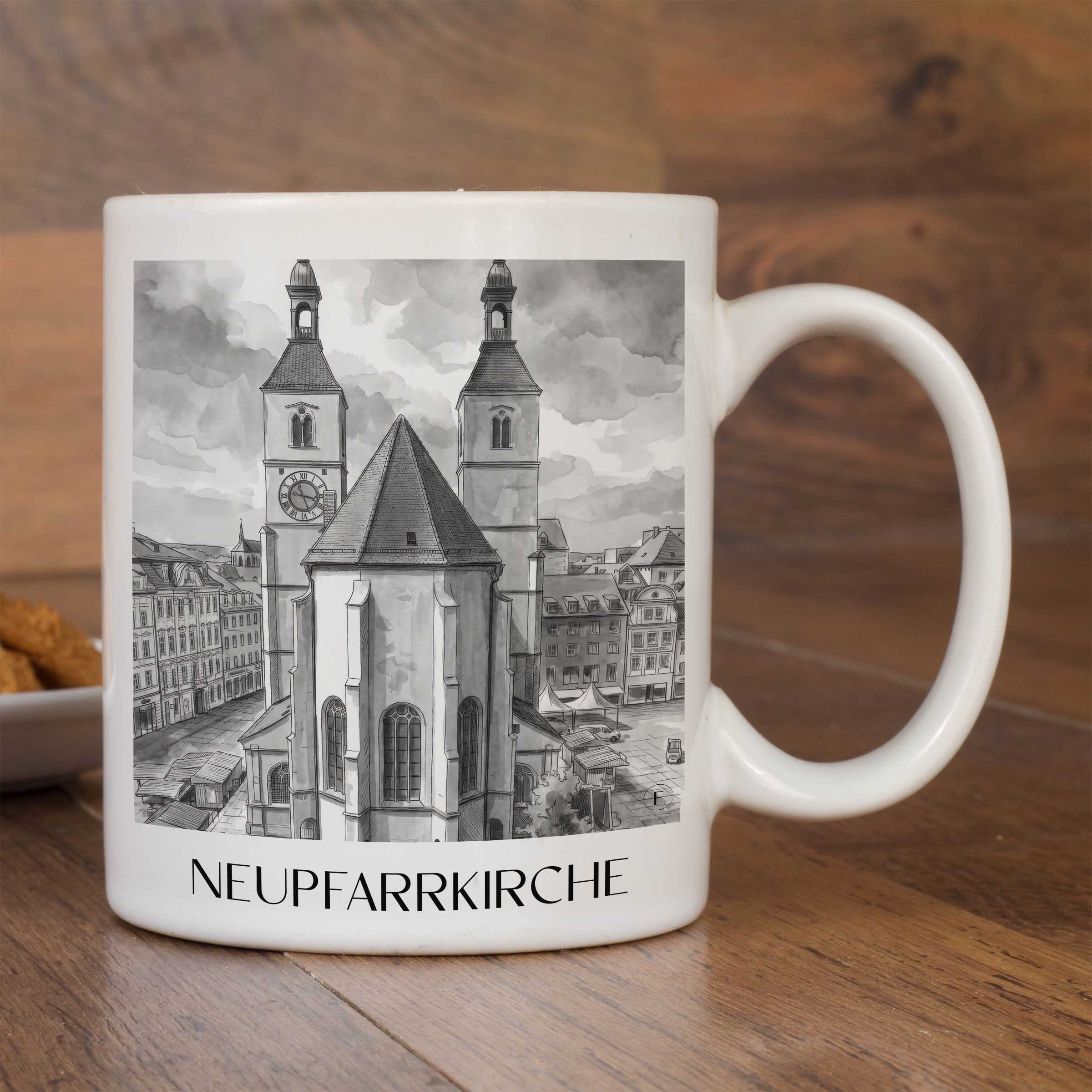 neupfarrkirche-regensburg-deutschland-kaffeebecher-aquarell-schwarz-weiss