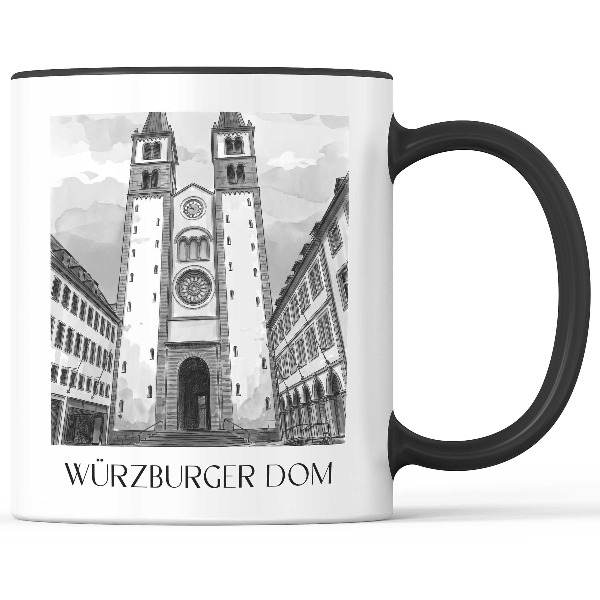 würzburger-dom-franken-deutschland-kaffeebecher-aquarell-schwarz-weiss
