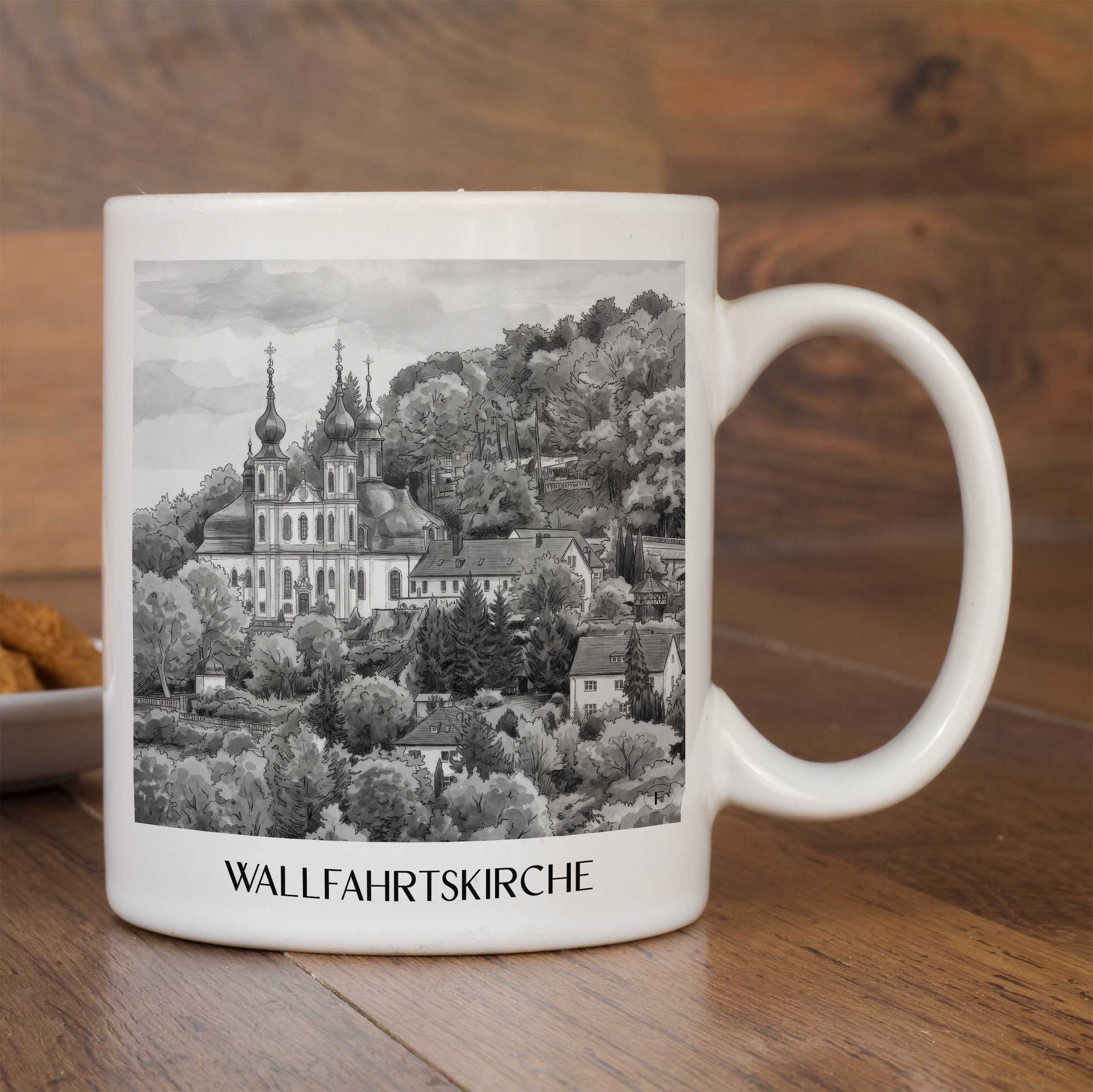 wallfahrtskirche-würzburg-deutschland-kaffeebecher-aquarell-schwarz-weiss