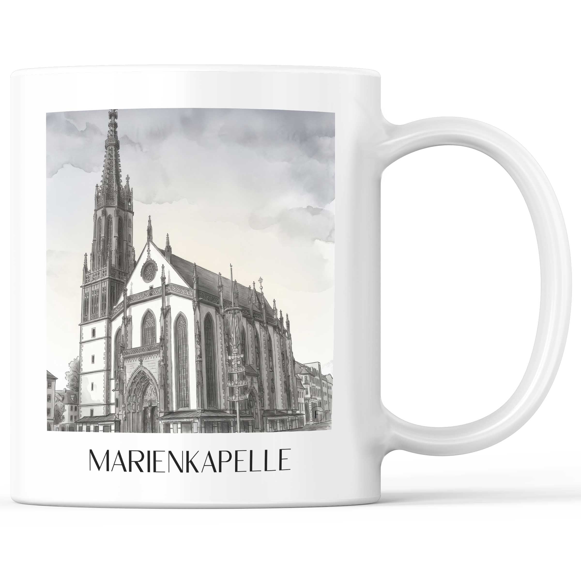 marienkapelle-würzburg-deutschland-kaffeebecher-aquarell-schwarz-weiss