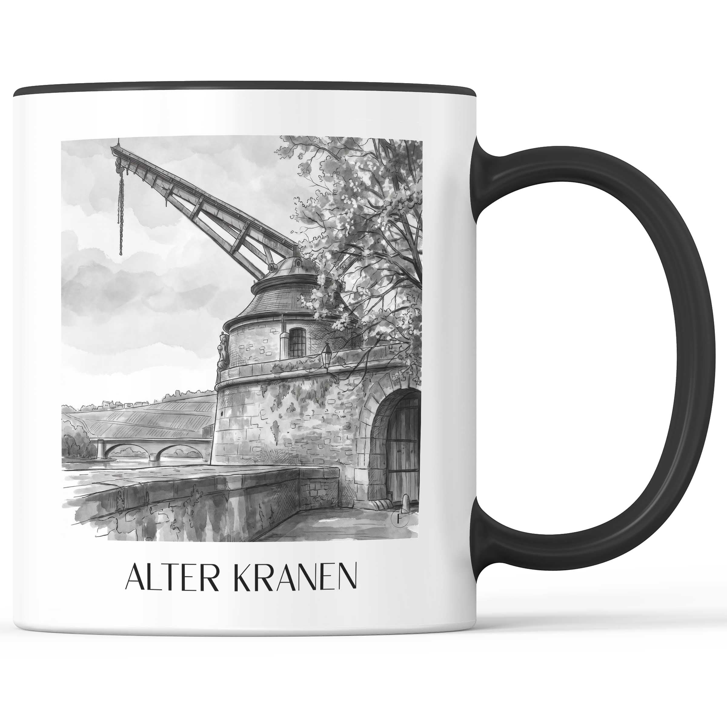 alter-kranen-würzburg-deutschland-kaffeebecher-aquarell-schwarz-weiss