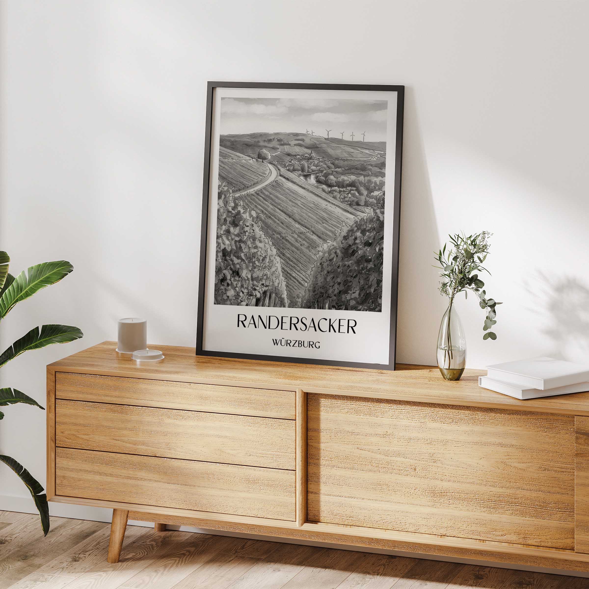 randersacker-würzburg-deutschland-poster-aquarell-schwarz-weiss